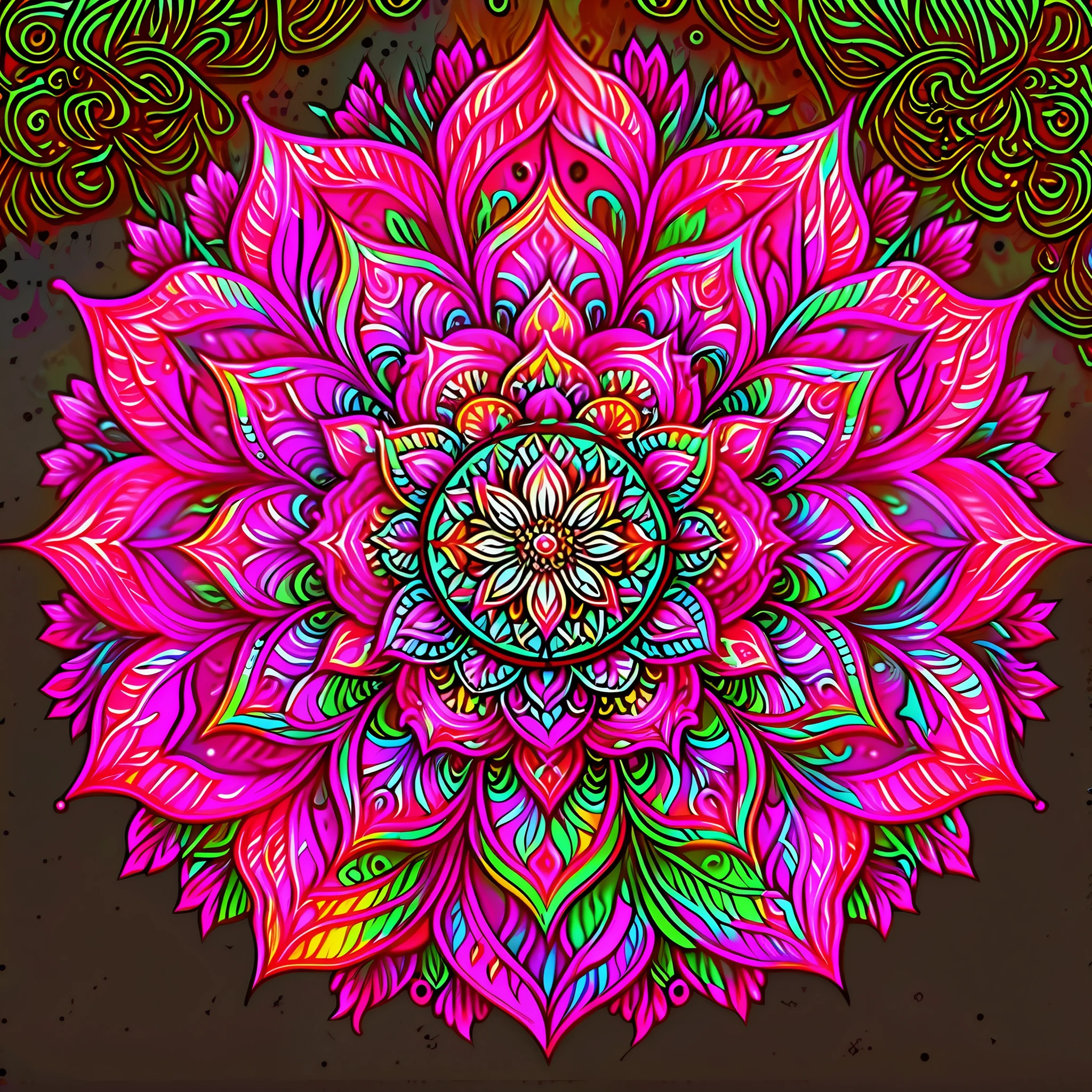 a colorful flower with a black background, colorful mandala, mandala art, lotus mandala, mandala ornament, super detailed color art, mandalas, rainbow gradient bloom, colorful intricate masterpiece, detailed art in color, intricate colorful masterpiece, mandalas, super detailed color art, psychedelic art style, intricate colorful, ornate flower design, vibrant high contrast coloring, multicolored vector art