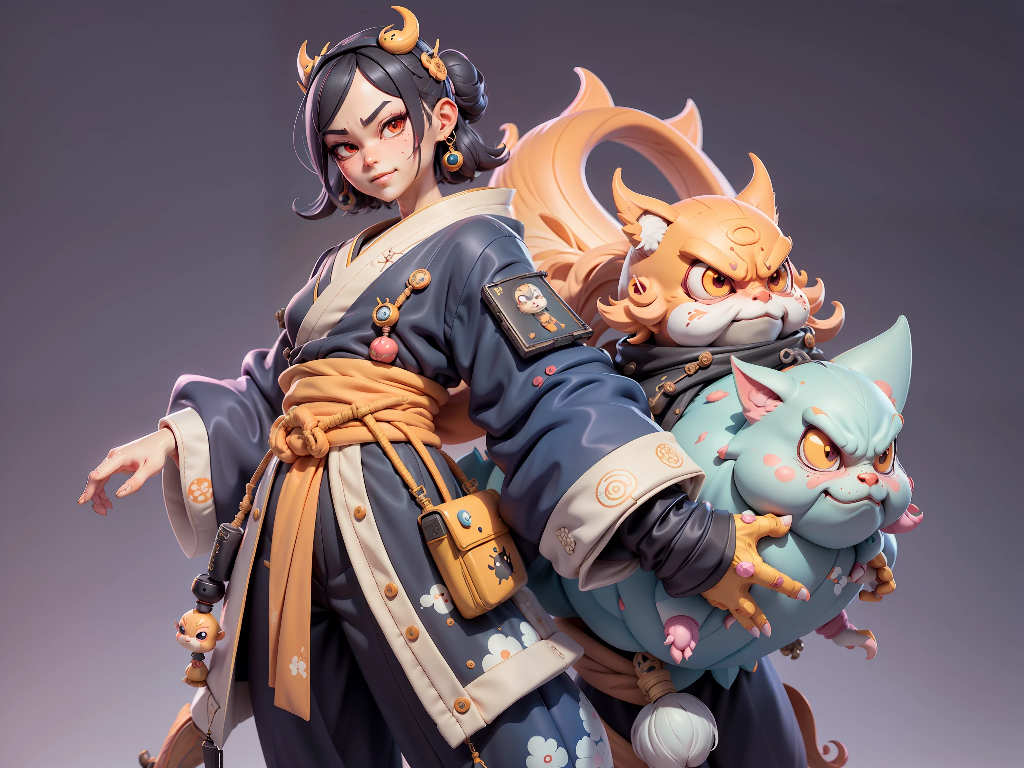 (Daisaku),(Need),(Super meticulous),(full bodyesbian:1.2),Japanese ukiyo-e girl,japanese geisha,Beautiful,Oriental dragon,Aeolian Thor,Raised sexy,爆乳,Oriental face,TV Anchor,Bust portrait illustration,Alone,In black suit,a blue tie,The face is slightly chubby,The face was clean,without a beard,Black super short hair,Black eyes,Smile confidently,3C computer sub-products,iPad, iphone,Digital painting,3D character design by Mark Clairen and Pixar and Hayao Miyazaki and Akira Toriyama,The illustration is a high-definition illustration in 4K resolution,With very detailed facial features and cartoon-style visuals。