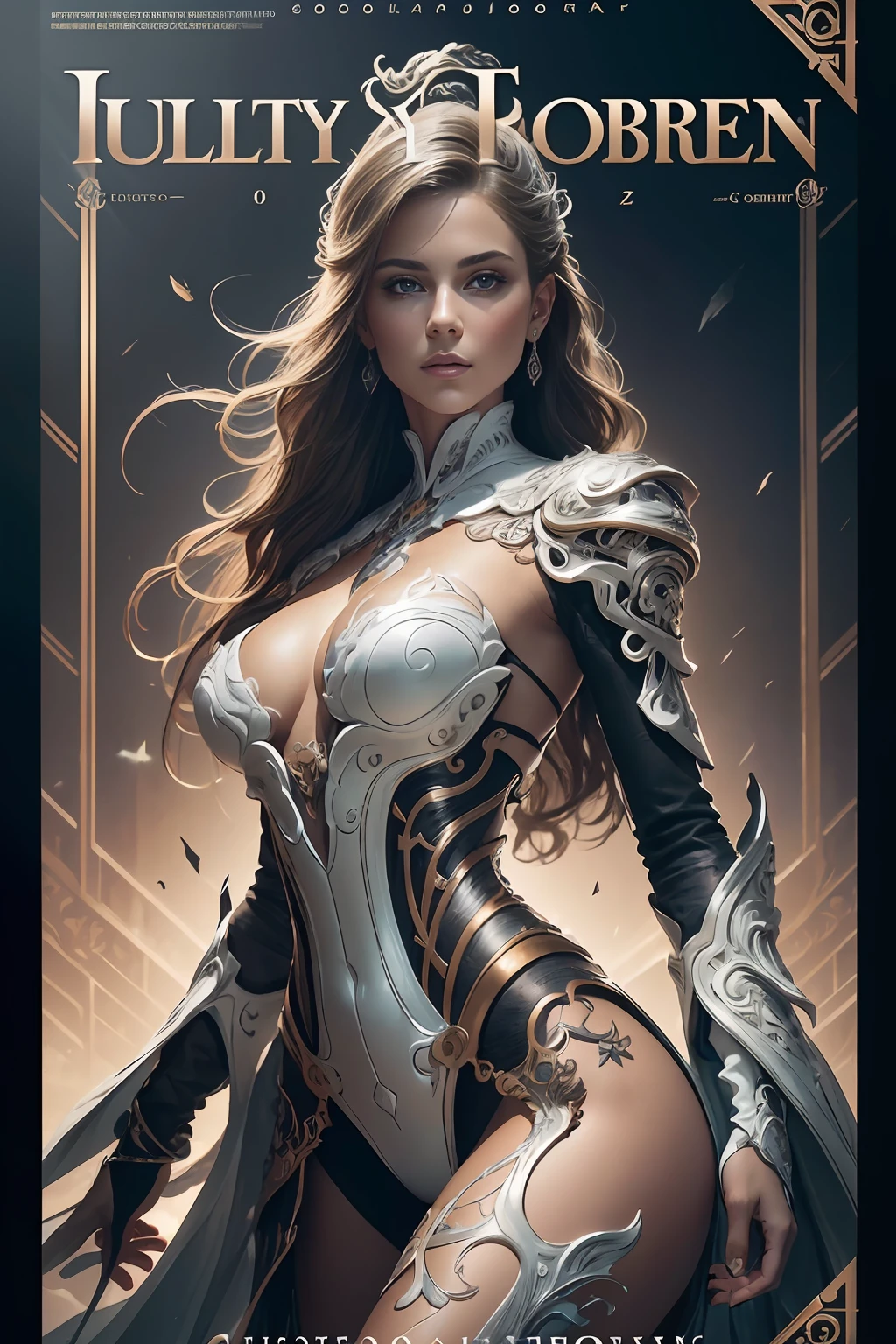 (best quality), (ultra detailed), (masterpiece), organic cyborg, white plastic, diffuse lighting, fantasy, intricate, elegant, highly detailed, lifelike, photorealistic, digital painting, artstation, illustration, concept art, smooth, sharp focus, extremely detailed magazine cover-style digital painting, (magazine cover-style illustration of a fashionable woman in a vibrant outfit), abs, adding a touch of fantasy to the scene, the text on the cover should be bold and attention-grabbing, with the title of the magazine and a catchy headline, the overall style should be modern and trendy, with a focus on fashion and fantasy, helvetica-bold,
art by alejandro jodorowsky,
(photographed on a Sony a9 II, 100mm lens, F/2.8 aperture),
rim lighting, two tone lighting, dimly lit, low key, portrait of a award winning photo of posing in a dark studio,