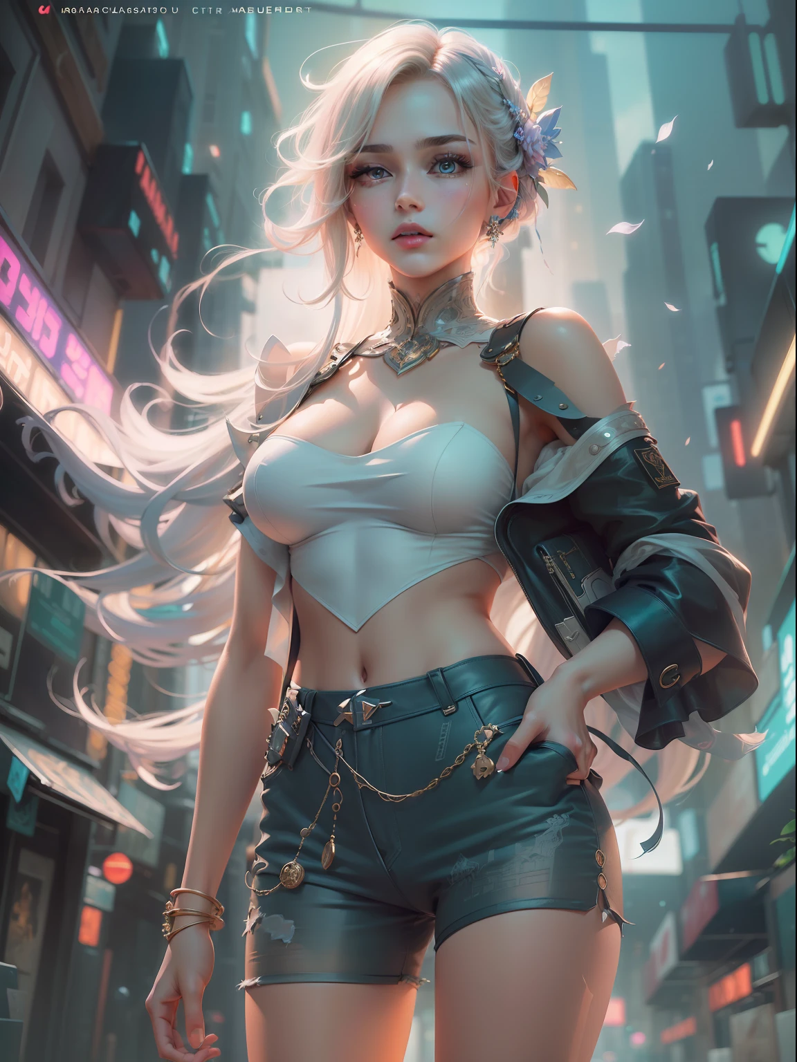 (((masterpiece)))、(((top-quality)))、((ultra-definition))、(High Definition CG Illustration)、((extremely delicate and beautiful))、Cyber City、Cinematic Light、Versace Fashion、2080s、animesque、girl with、trending on artstationh、Rachel Walker