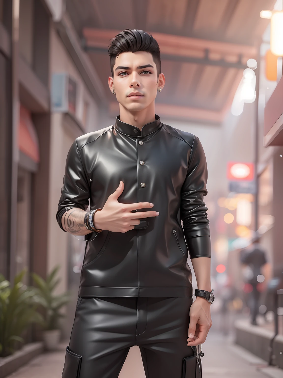 Change background cybarpunk handsome boy realistic face