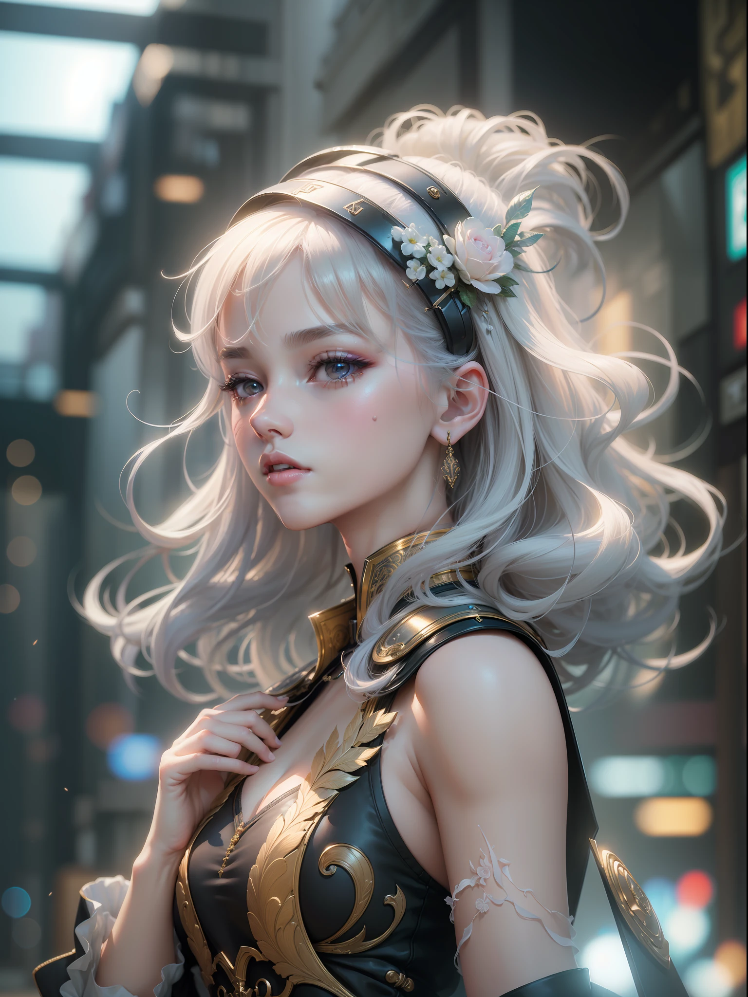 (((masterpiece)))、(((top-quality)))、((ultra-definition))、(High Definition CG Illustration)、((extremely delicate and beautiful))、Cyber City、Cinematic Light、Versace Fashion、2080s、animesque、girl with、trending on artstationh、Rachel Walker