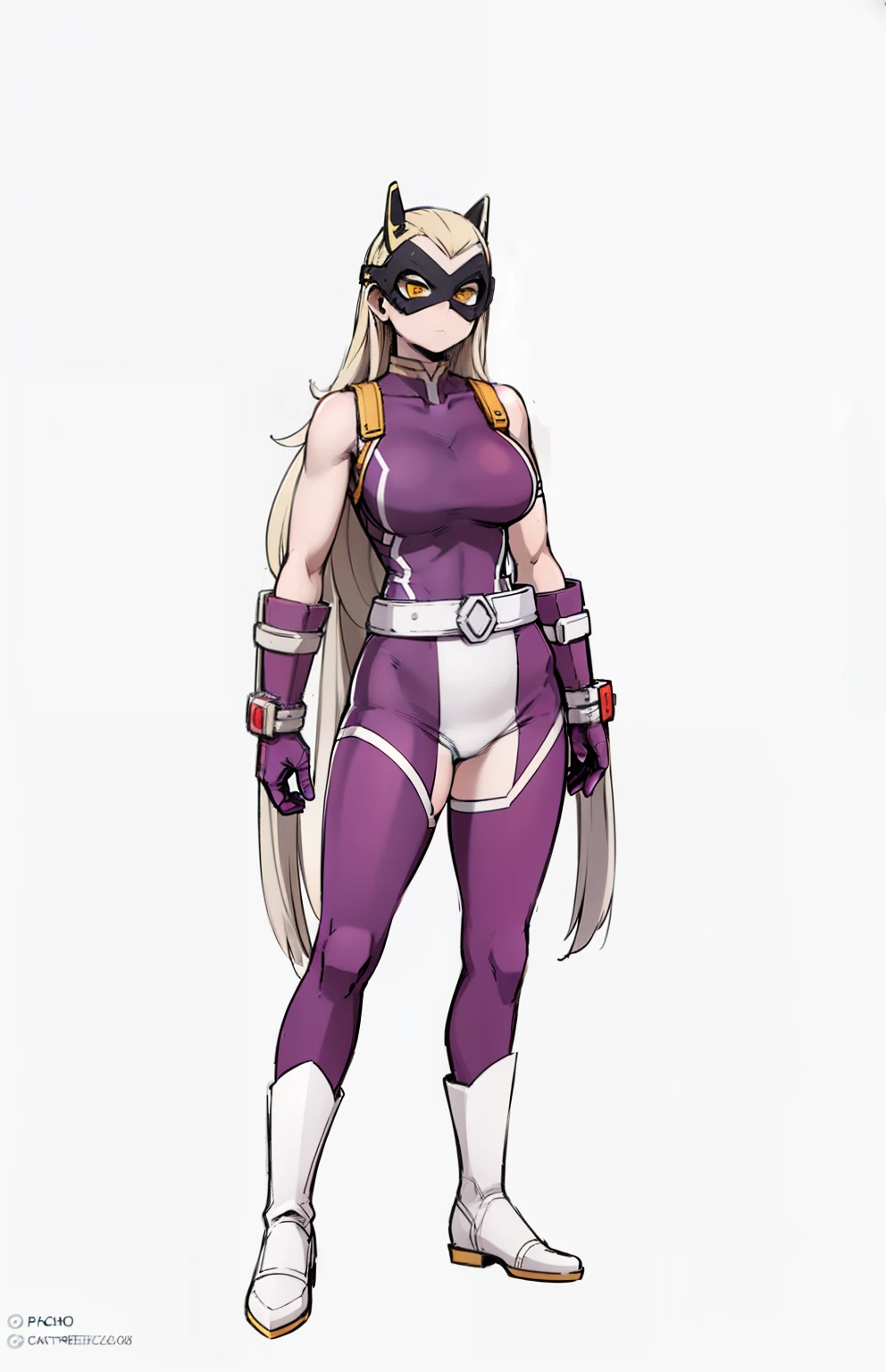 My Hero Academia style, anime Girl, female, Wide thighs, wide hips, Large breast, hero costume, full body suit, Covered face, Mask, covered eyes, eye mask,