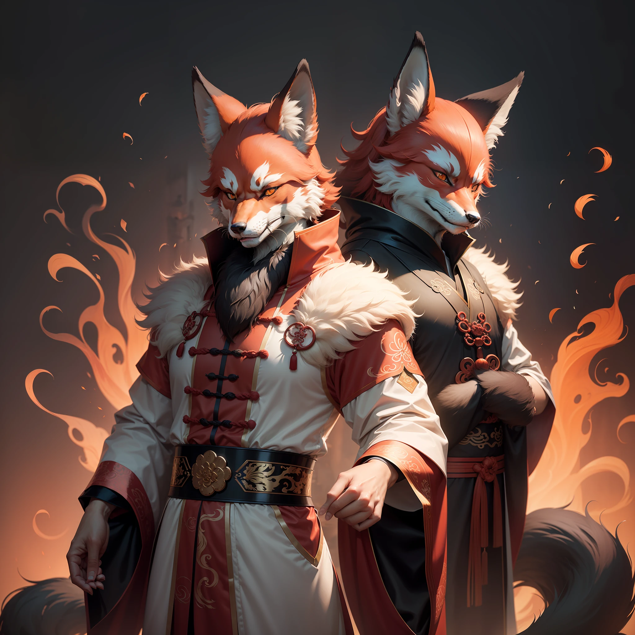 "Mystical Chinese 9-tailed red fox man"
