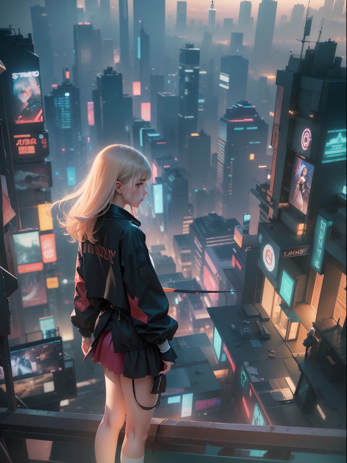 (((​masterpiece)))、(((top-quality)))、((ultra-definition))、(High Definition CG Illustration)、((extremely delicate and beautiful))、Cyber City、Cinematic Light、Yohji Yamamoto Fashion、2080s、animesque、girl with、trending on artstationh、Rachel Walker