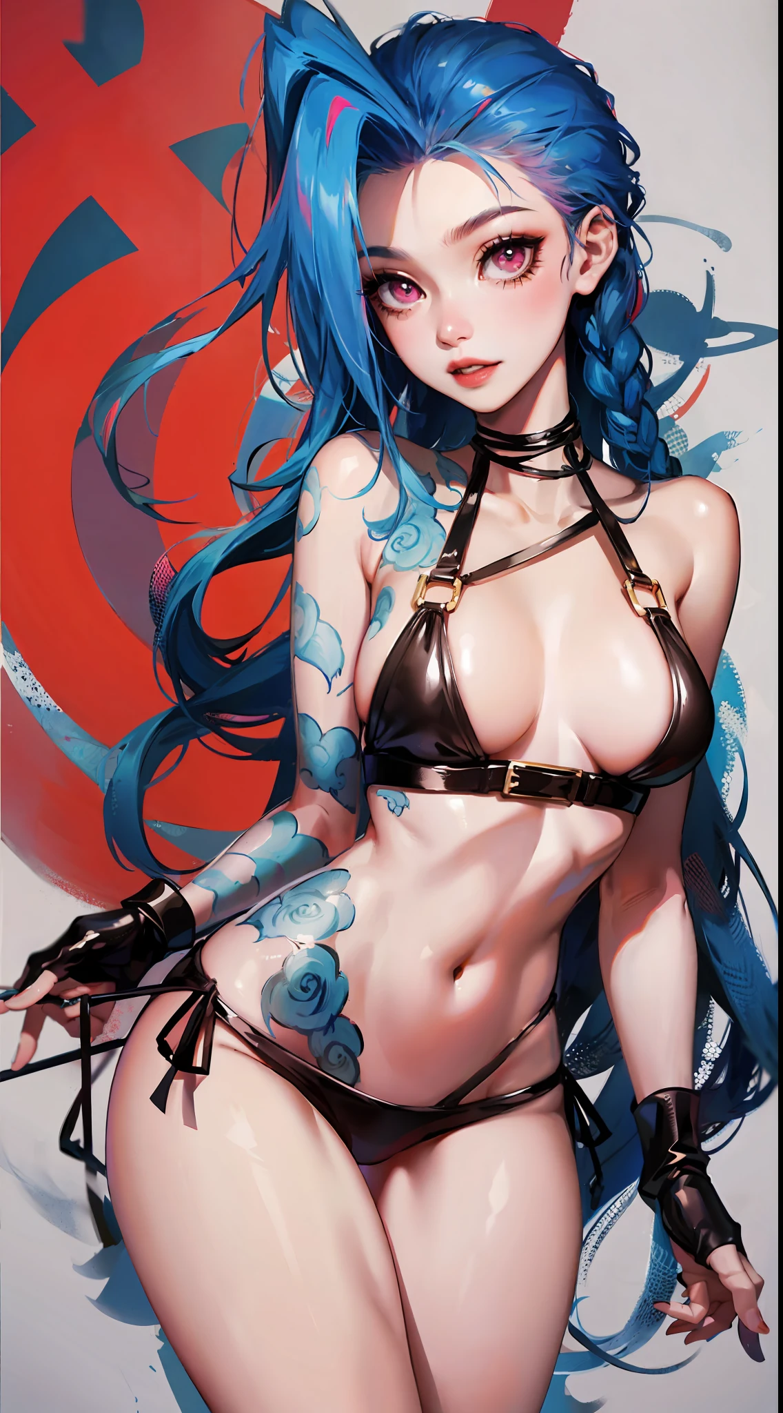 Jinx,Fleshy thighs,Poster publicity style,C cup,Affectionate