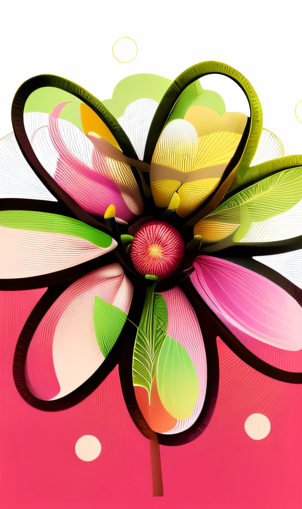 There is a pink flower with a yellow center on a black background, Flor Rosa, flor, representando uma flor, pink petals, desenhado no microsoft paint, com um fundo preto, giant daisy flower as a head, Alexis Flor, arte pop flor, flores cor-de-rosa, flor delicada brilhante, flor cercada, estilo de desenho animado simples, Flor de Sakura, em um fundo preto de cor plana