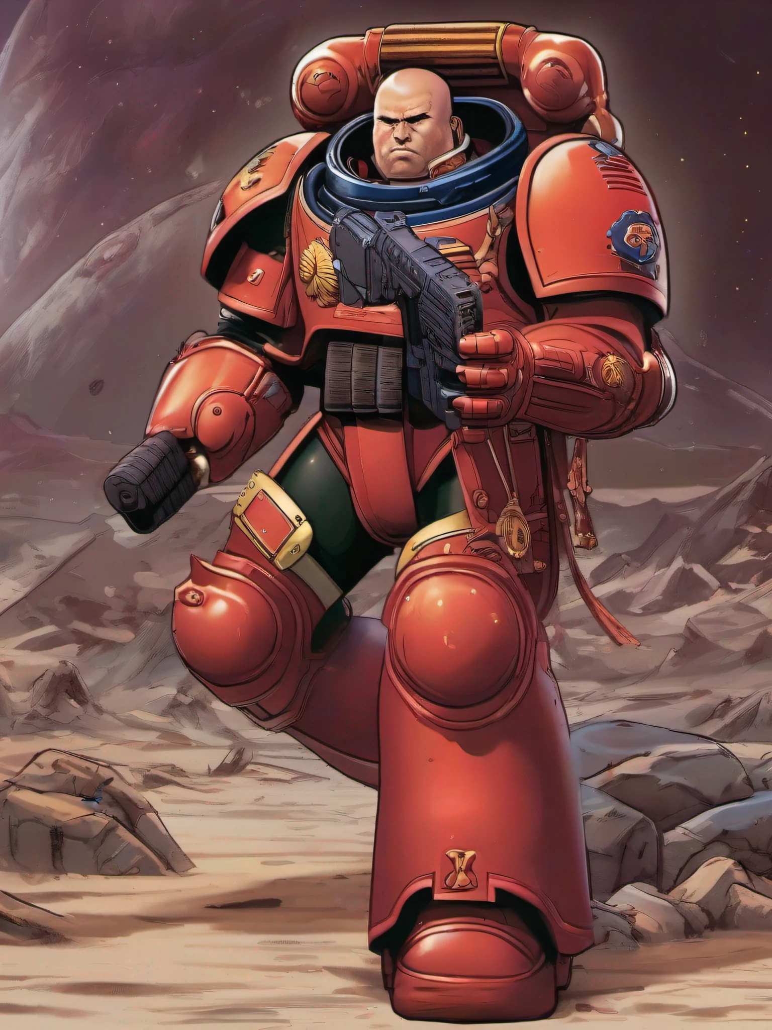 an astartes space marine, 90s anime style