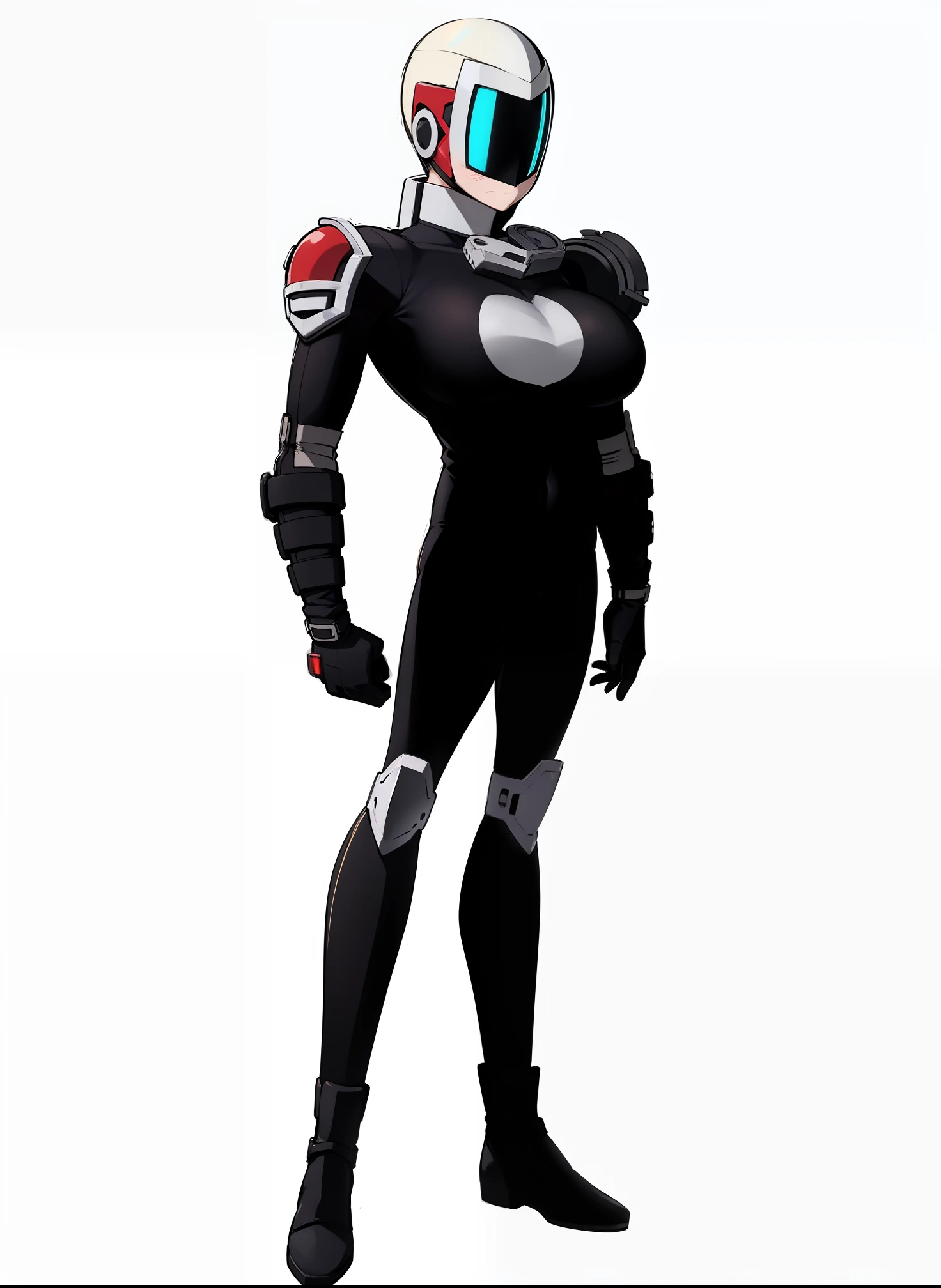 My Hero Academia style, anime Girl, female, Wide thighs, wide hips, Large breast, hero costume, full body suit, Covered face, Mask, covered eyes, eye mask,