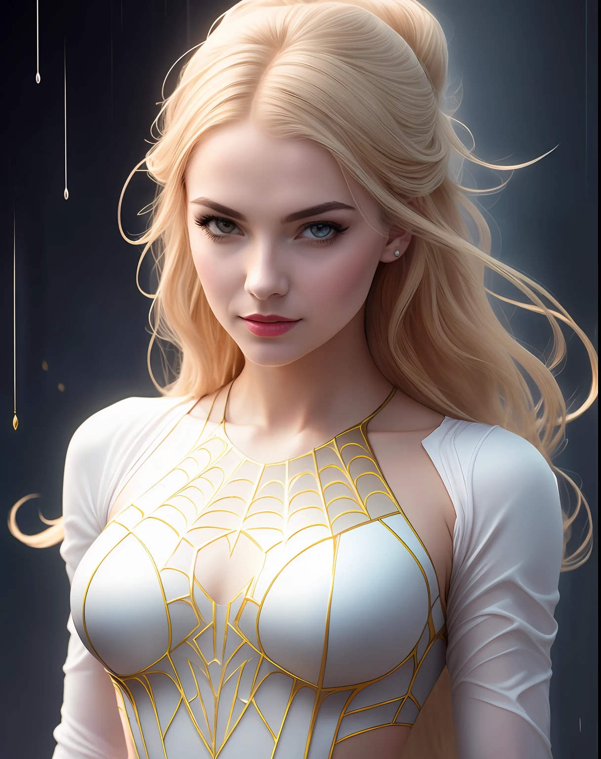 Beautiful woman detailed defined body using Spider-Man role-playing