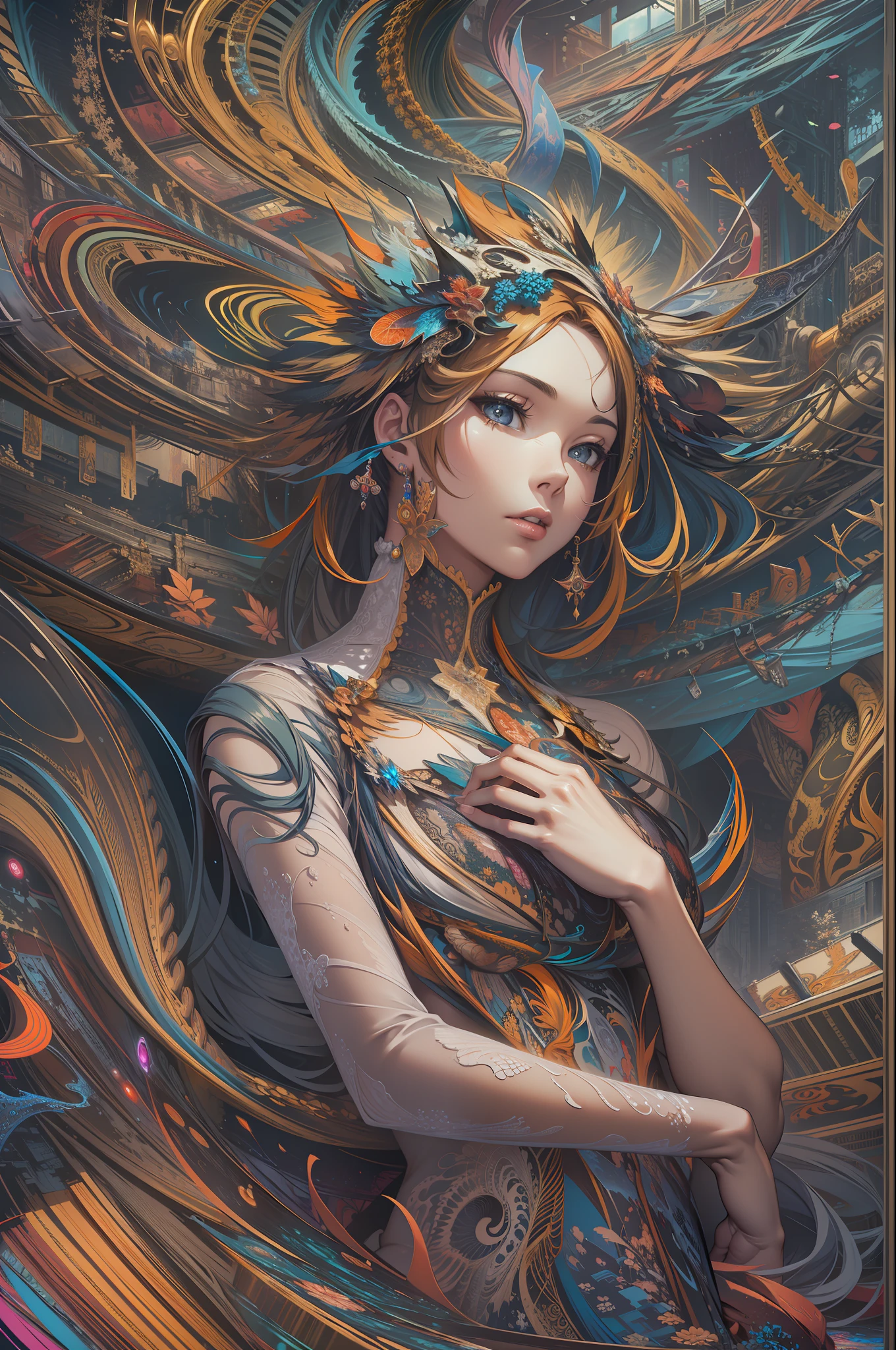 (masterpiece, top quality, best quality, official art, beautiful and aesthetic:1.2), (1girl), extreme detailed,(fractal art:1.3),colorful,highest detailed