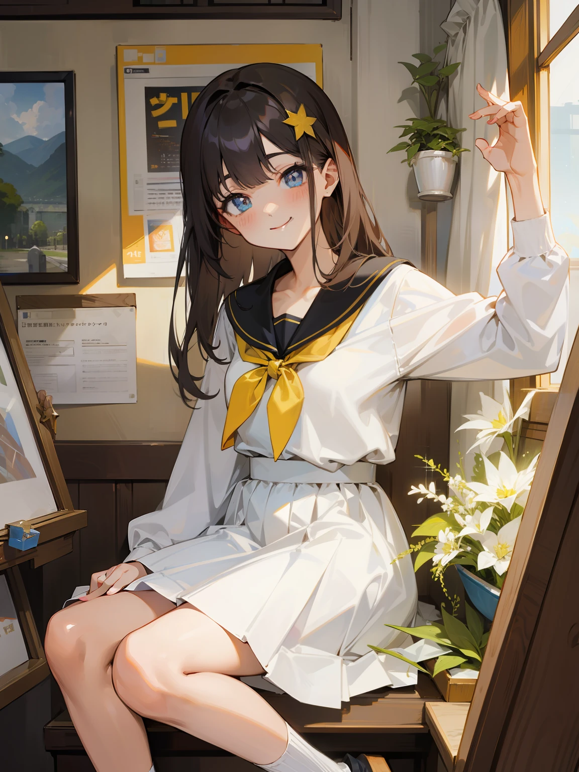 Sparkling eyes、a smile