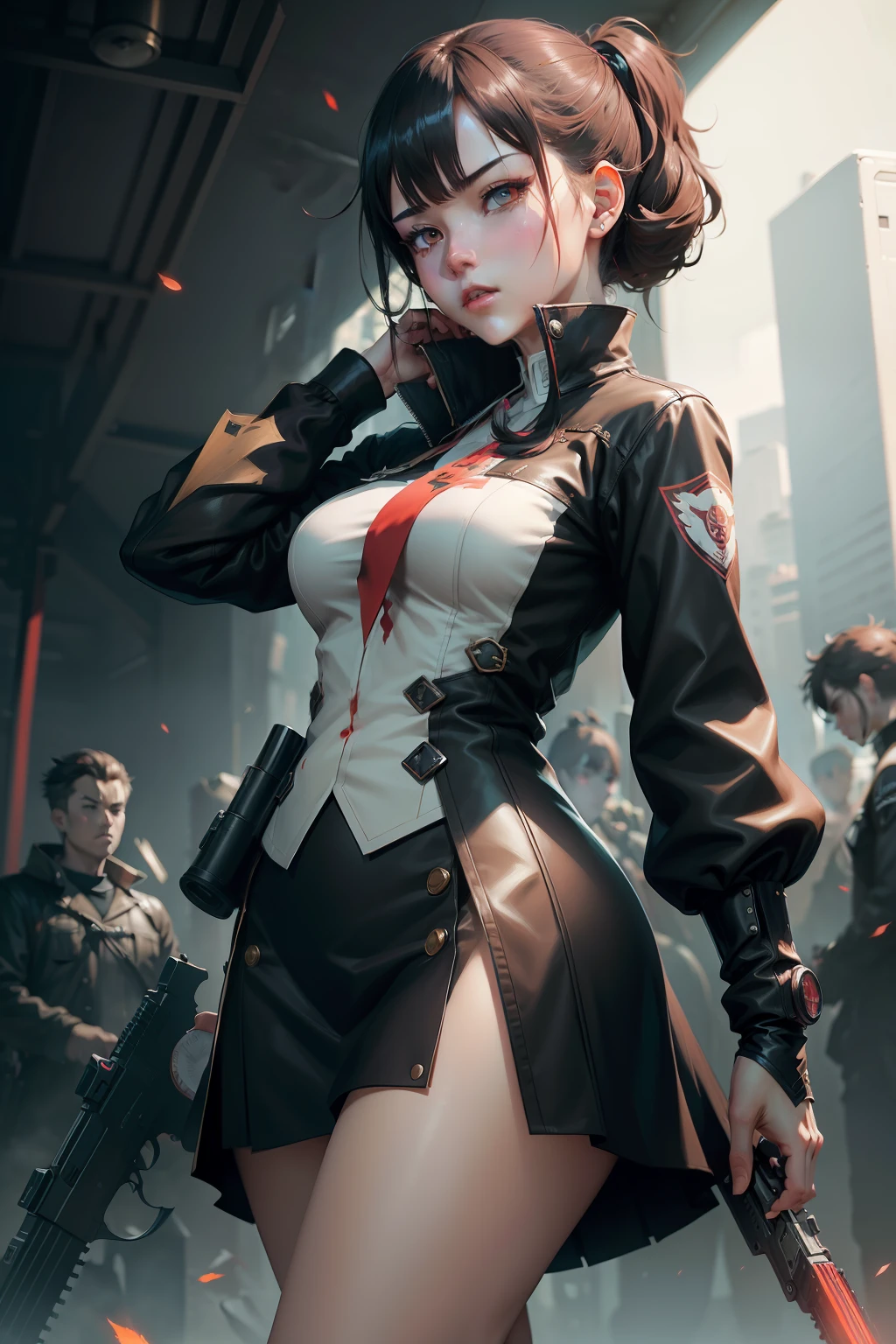 anime man with a gun in her hand and blood on her eyes, by Yang J, artwork in the style of guweiz, rossdraws sakimimichan, artgerm and atey ghailan, by Shitao, guweiz on artstation pixiv, persona 5 art style wlop, guweiz, inspired by Yanjun Cheng,masterpiece, best quality, (extremely detailed CG unity 8k wallpaper), (best quality), (best illustration), (best shadow), absurdres, realistic lighting, (Abyss), beautiful detailed glow