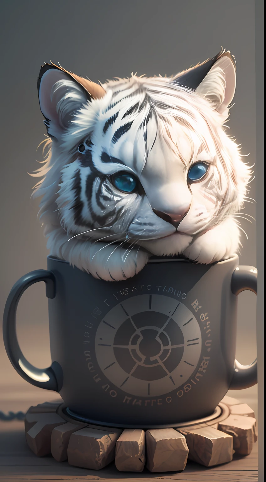 cute tiny hyperrealistic white tiger with different color eyes waring a necklace, Chibi, adorable and fluffy, logo design, cartoon, cinematic lighting effect, charming, 3D vector art, cute and quirky, fantasy art, bokeh, hand-drawn, digital painting, soft lighting, isometric style, 4K resolution, photorealistic rendering, highly detailed clean, vector image, photorealistic masterpiece, professional photography, simple space backdrop, flat white background, isometric, vibrant vector
