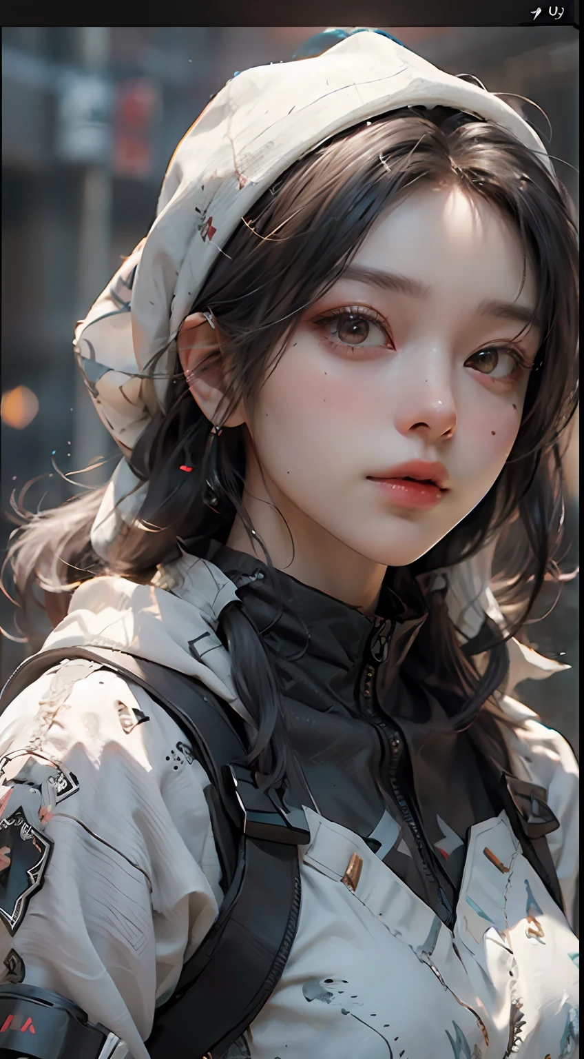 ((Best quality)), ((masterpiece)), (detailed:1.4), 3D, an image of a beautiful headscarf cyberpunk female,HDR (High Dynamic Range),Ray Tracing,NVIDIA RTX,Super-Resolution,Unreal 5,Subsurface scattering,PBR Texturing,Post-processing,Anisotropic Filtering,Depth-of-field,Maximum clarity and sharpness,Multi-layered textures,Albedo and Specular maps,Surface shading,Accurate simulation of light-material interaction,Perfect proportions,Octane Render,Two-tone lighting,Wide aperture,Low ISO,White balance,Rule of thirds,8K RAW,
