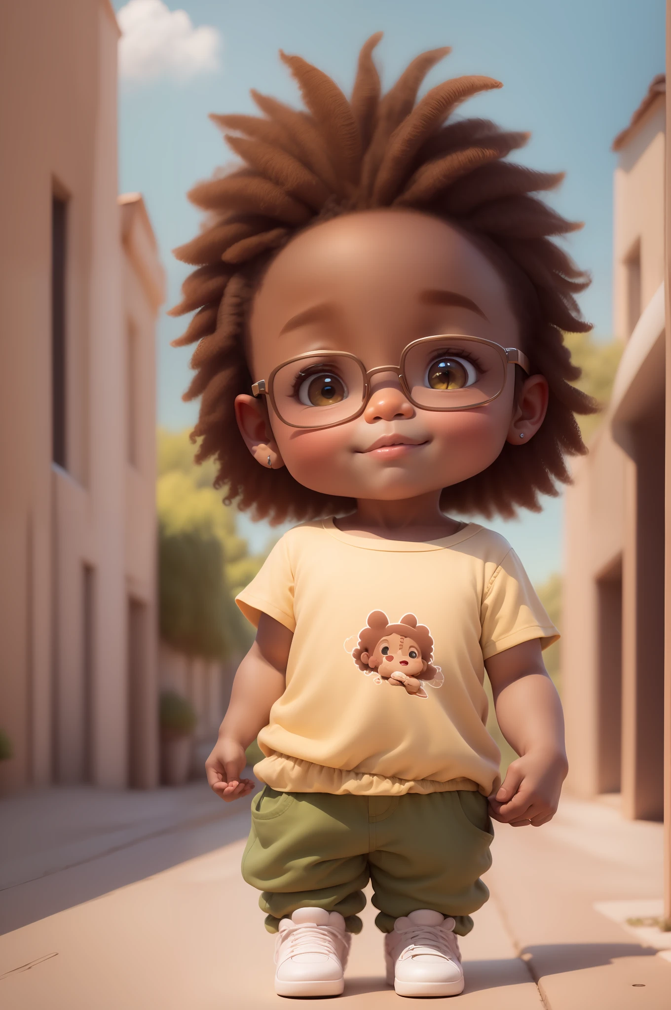 Chibi cor marrom:2, coffee color:2 queimado pelo sol, feliz de 15 anos (marrom:1) afro: 1.25 Estilo Pixar: 1.25 afro: 2.40 (((sozinho))) cabelos cacheados: 2.3, (corpo inteiro: 2.32) vestindo vestido floral sapato preto,, Hair messed up by the wind, desenho animado sentada numa rua da cidade, arte digital detalhada bonito, painting digital adorable, Cartoon style illustration, stylized digital illustration, stunning digital illustration, bela arte digital, arte de pintura digital dos desenhos animados, pintura digital dos desenhos animados 3D, Beautiful digital illustration, Arte infantil em Artstation, detailed digital illustration, arte digital detalhada, digital illustation, exquisite digital illustration, 8k