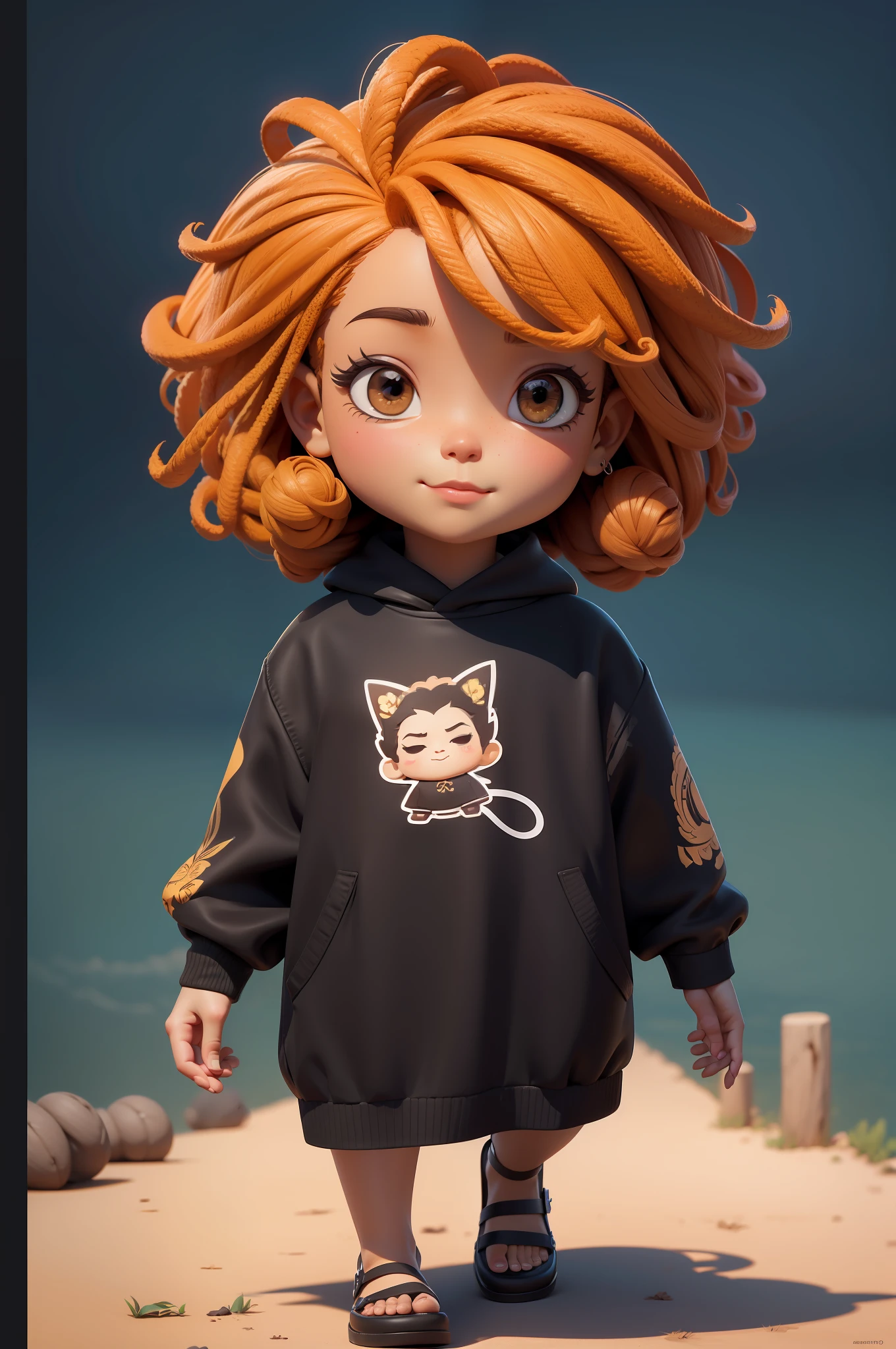 Chibi cor marrom:3, coffee color:3 queimado pelo sol, feliz de 15 anos (marrom:1) afro: 1.25 Estilo Pixar: 1.25 afro: 2.40 (((sozinho))) cabelos cacheados: 2.3, (corpo inteiro: 2.32) vestindo vestido floral sapato preto,, Hair messed up by the wind, desenho animado sentada numa rua da cidade, arte digital detalhada bonito, painting digital adorable, Cartoon style illustration, stylized digital illustration, stunning digital illustration, bela arte digital, arte de pintura digital dos desenhos animados, pintura digital dos desenhos animados 3D, Beautiful digital illustration, Arte infantil em Artstation, detailed digital illustration, arte digital detalhada, digital illustation, exquisite digital illustration, 8k