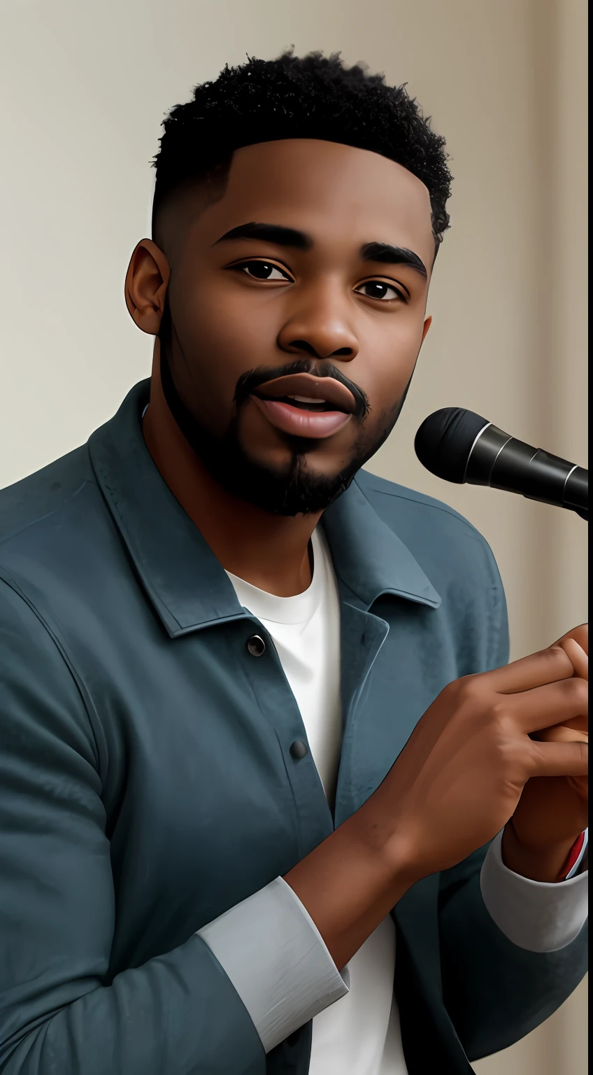(best quality,A high resolution,tmasterpiece:1.3), A 30-year-old black man, speaker, friendly and humorous. He is a historian and scholar of black culture, and he is passionate about sharing his stories with the world. He's smart and knowledgeable, but he's also fun and engaging. He is a great storyteller, and he always manages to keep his audience entertained and engaged, Beautifully rendered details in face and skin textures,Detailed eyes,Double eyelid