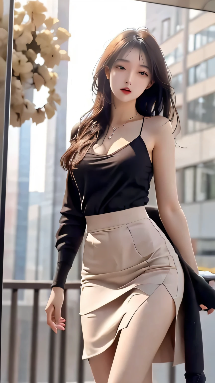 ultra - detailed,extremely detaile,Beautiful Meticulous Girl,1girll,(perfect female shape),full bodyesbian,a skirt,Long legs,Bare chest,