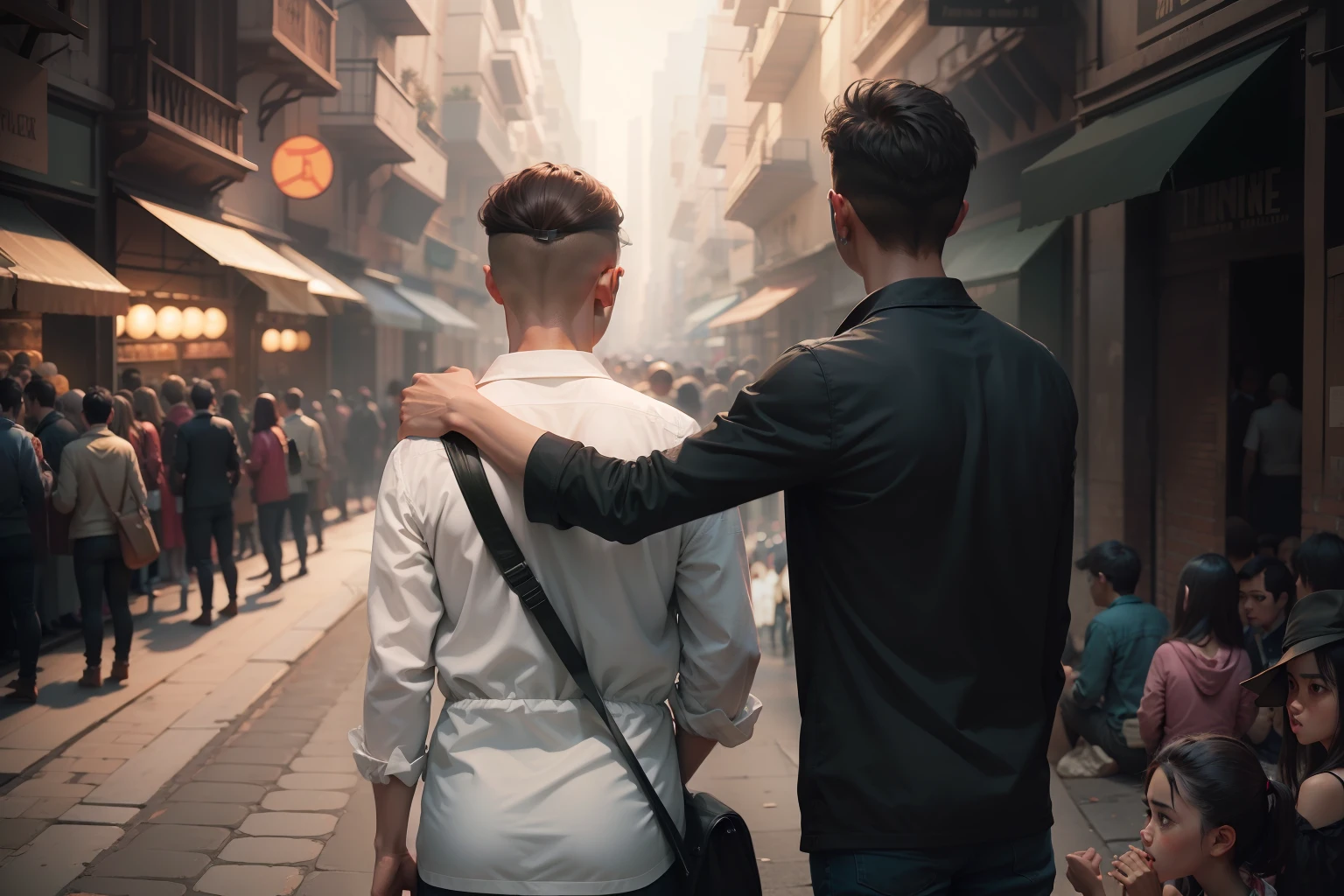 Change background crowded place 8k