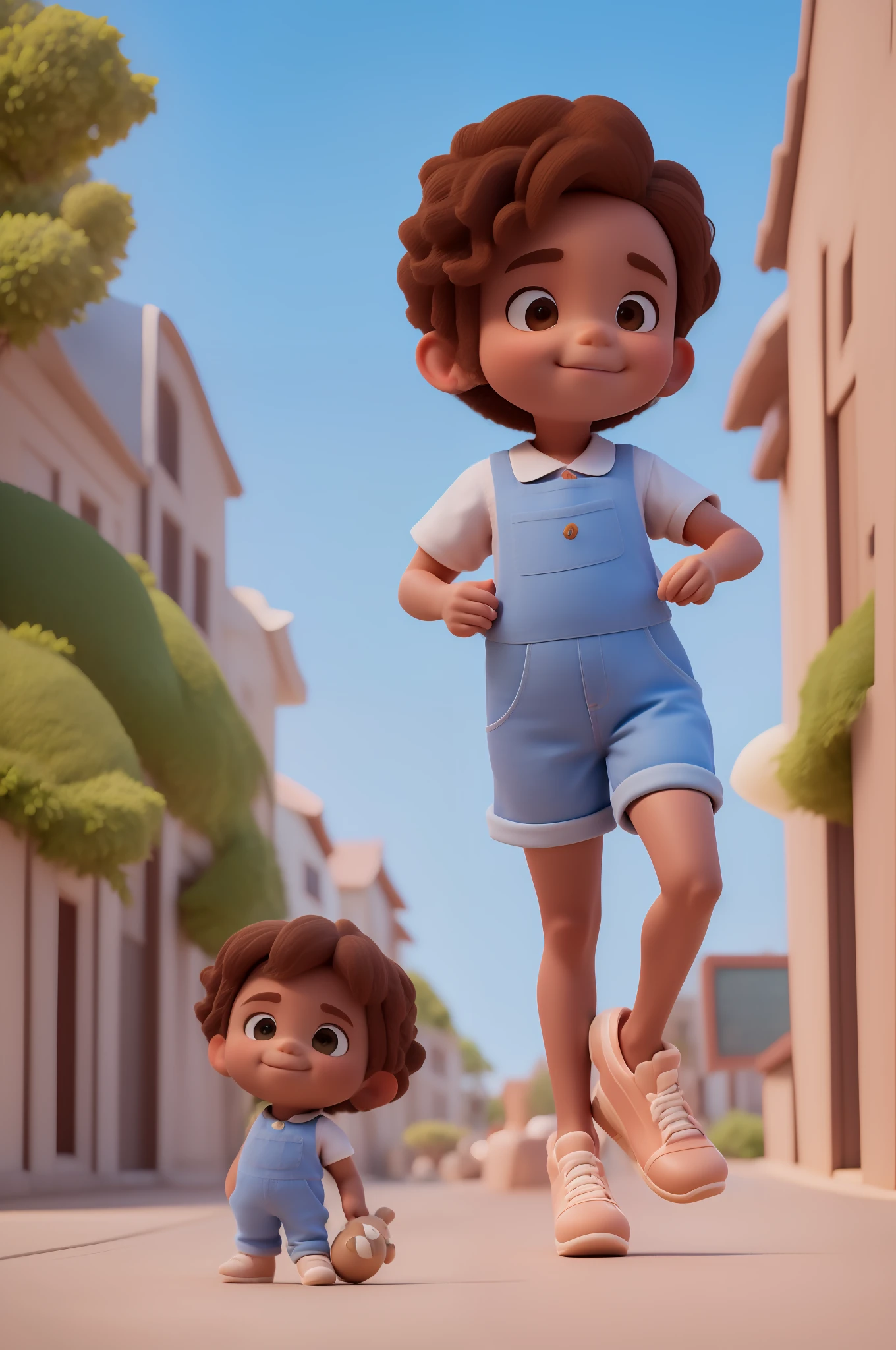 Chibi morena cor marrom:2, coffee color:2 queimado pelo sol, feliz de 15 anos (marrom:1) afro: 1.25 Estilo Pixar: 1.25 afro: 2.40 (((sozinho))) cabelos cacheados: 2.3, (corpo inteiro: 2.32) vestindo vestido azul e sapato preto,, Hair messed up by the wind, desenho animado andando numa rua da cidade, arte digital detalhada bonito, painting digital adorable, Cartoon style illustration, stylized digital illustration, stunning digital illustration, bela arte digital, arte de pintura digital dos desenhos animados, pintura digital dos desenhos animados 3D, Beautiful digital illustration, Arte infantil em Artstation, detailed digital illustration, arte digital detalhada, digital illustation, exquisite digital illustration, 8k