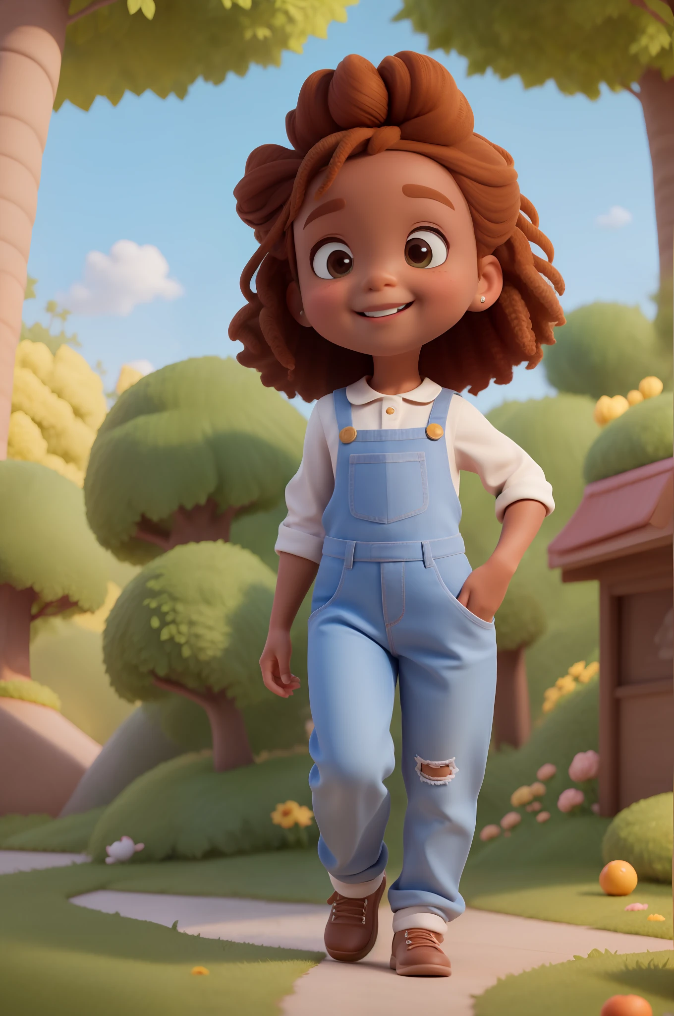 Chibi marrom:1, coffee color:1 queimado pelo sol, feliz de 15 anos (marrom:1) afro: 1.25 Estilo Pixar: 1.25 afro: 2.40 (((sozinho))) cabelos realista longos cacheados: 2.3, (corpo inteiro: 2.32) vestindo vestido floral sapato preto,, Hair messed up by the wind, desenho animado andando numa rua da cidade, arte digital detalhada bonito, painting digital adorable, Cartoon style illustration, stylized digital illustration, stunning digital illustration, bela arte digital, arte de pintura digital dos desenhos animados, pintura digital dos desenhos animados 3D, Beautiful digital illustration, detailed digital illustration, arte digital detalhada, digital illustation, exquisite digital illustration, 8k, dark ilumination