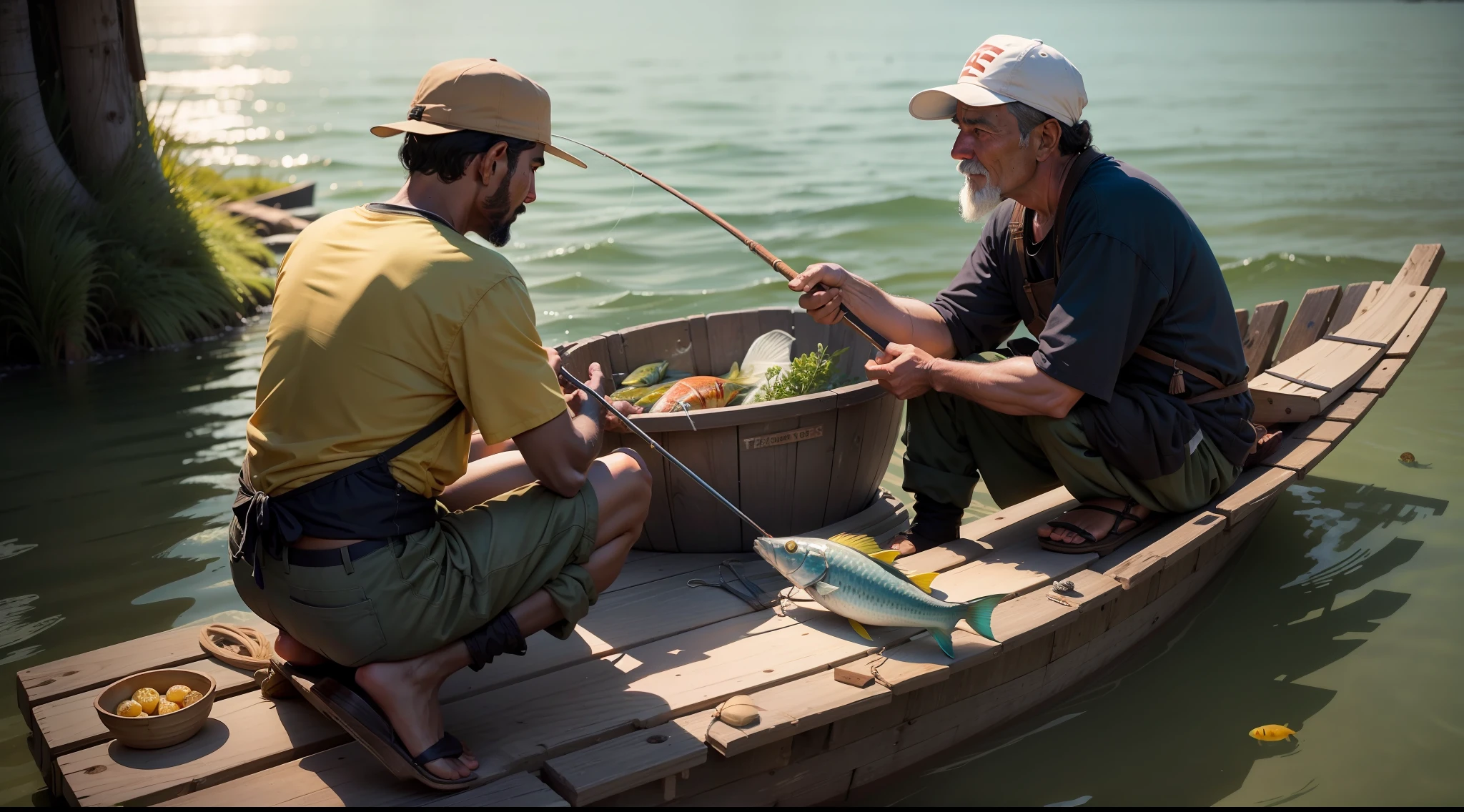 The fishermen sharing the parable with others and explaining its meaning.