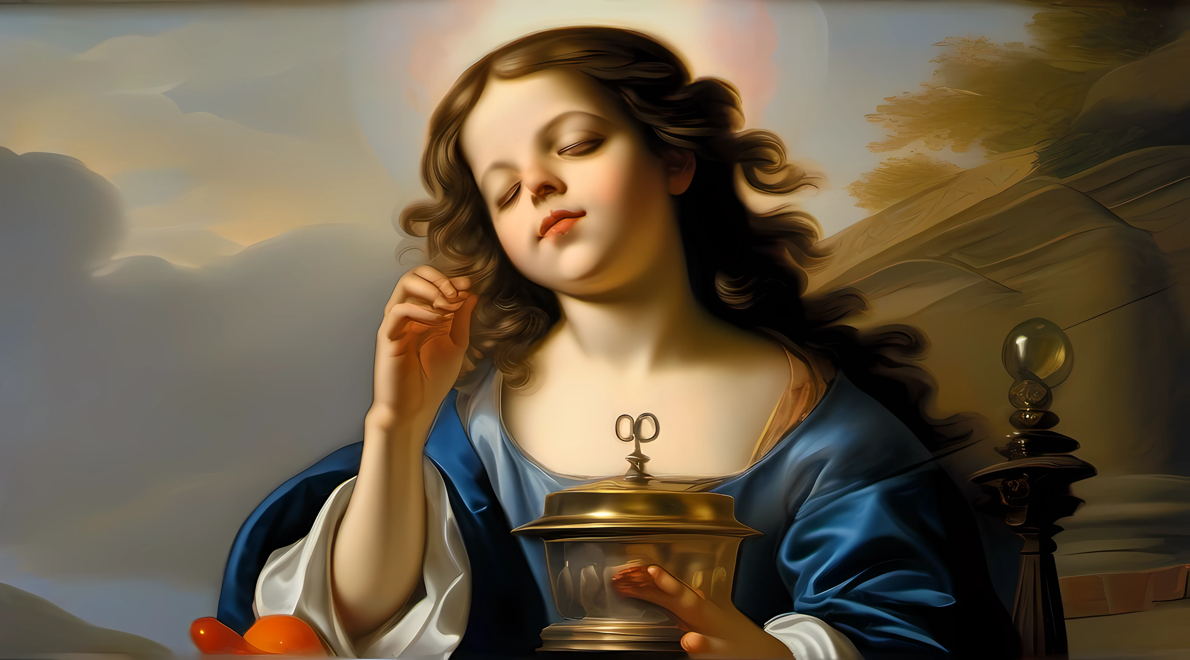painting of garoto rezando a noite a ave maria antes de ir dormir com a luz pairando sobre ele, by William Dobson, inspired by Cornelis Claesz van Wieringen, inspired by Johannes Cornelisz Verspronck, inspired by Jan van de Cappelle, by Johannes Cornelisz Verspronck, inspired by Pieter Cornelisz van Slingelandt, hands