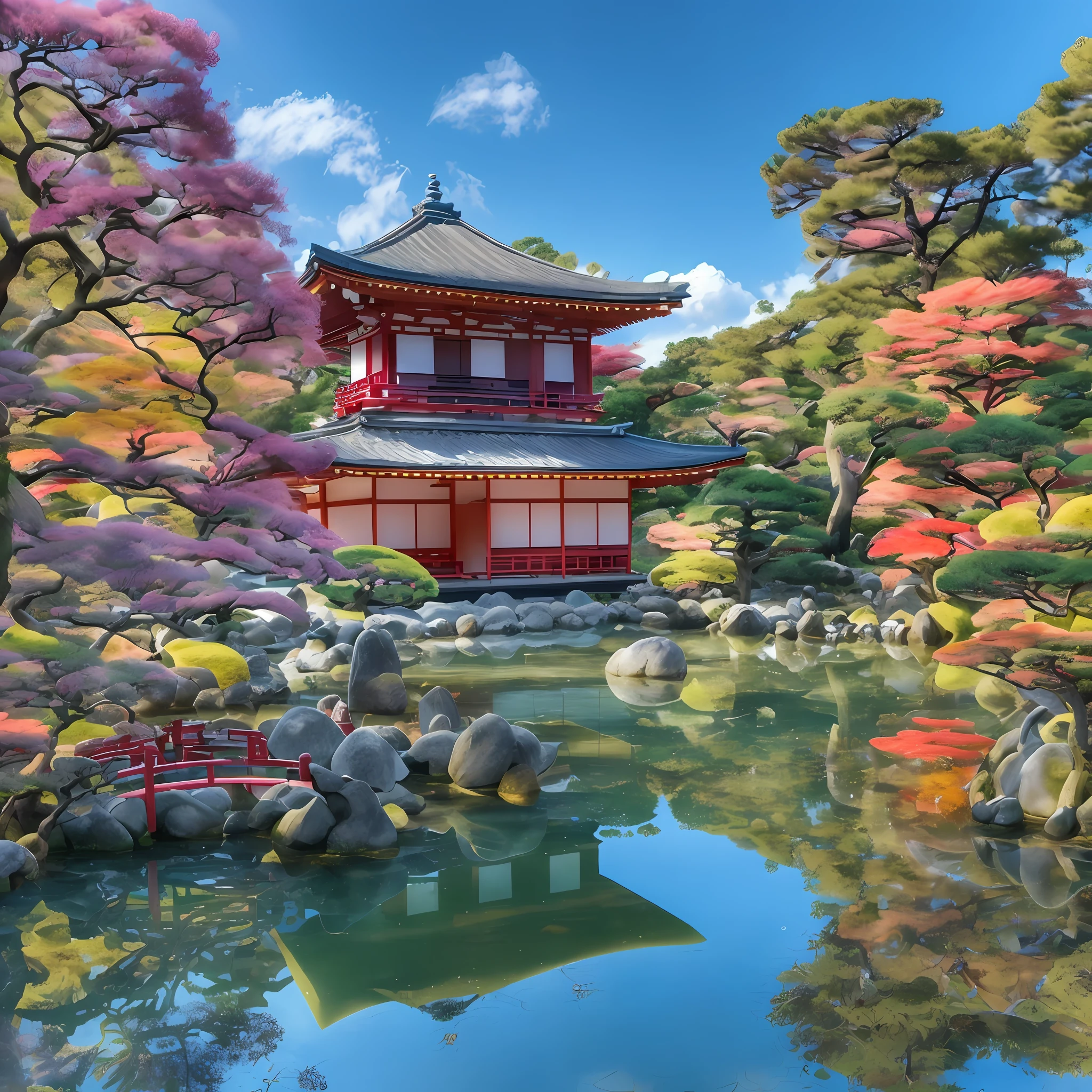 A view of a pagoda in a Japanese garden with a pond, Templos japoneses, Japan Nature, japanese temple, Arquitectura japonesa antigua, Antecedentes del templo zen, Kyoto Japan settings, Kioto, lush japanese landscape, japanese landscape, Casa japonesa, Inspirado en Kioto, Ancient Japan, hermoso lugar, Tourism in Japan, Herencia japonesa, japanese garden, Arquitectura japonesa, Travel and tourism in Japan