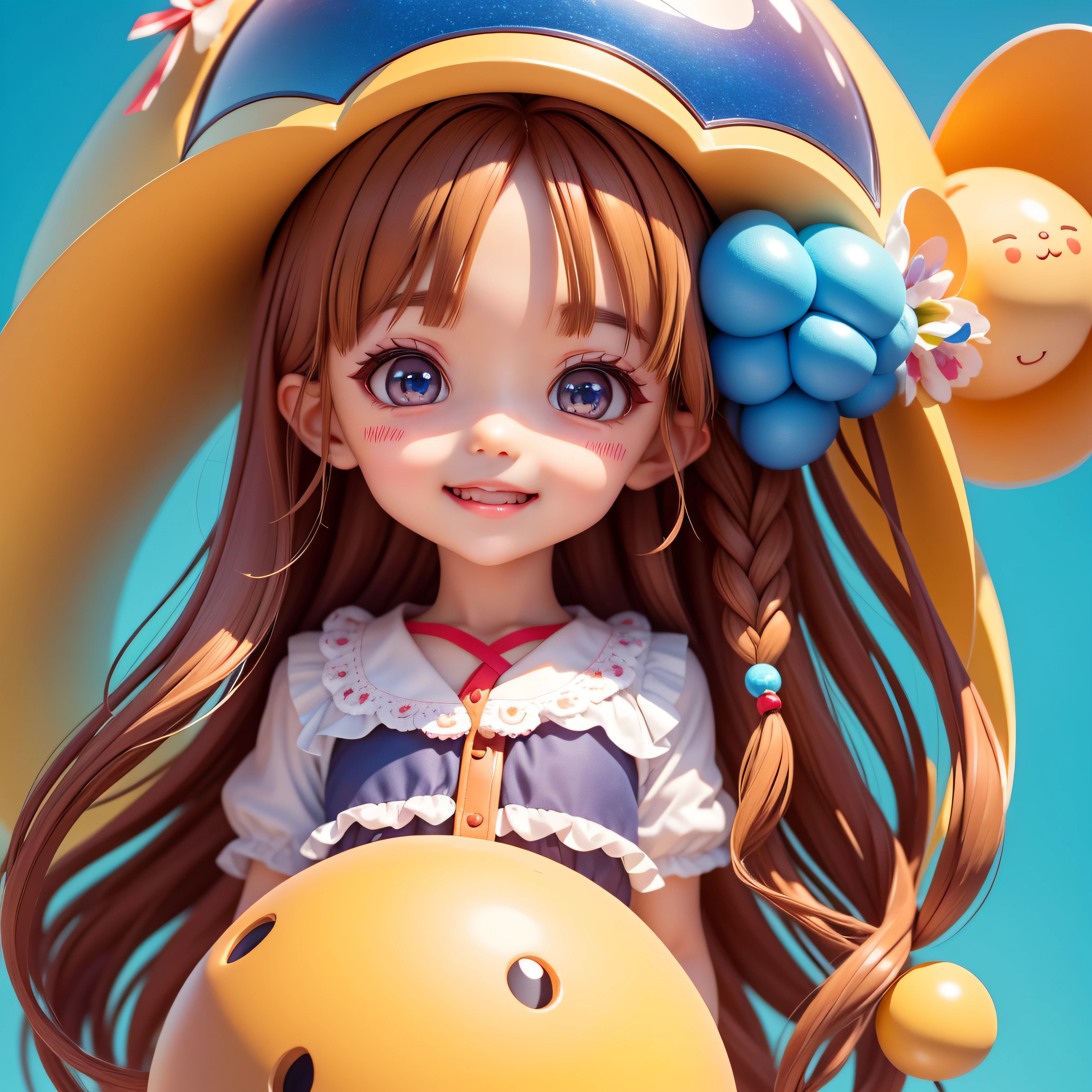 Very cute girl with slim face, (Brown shiny hair, With front fringe and braided hair), (round and large eyes, Double eyelids, And smile), (round sparkly eyes, deep blue with shades,), (Cheeks with dimples, rosy cheeks), (small mouth, Cute and slightly open、glossy red lips)、She first of all has a pale face。On its face、Brown shiny hair hangs down、Bangs hanging on the forehead。Moreover、Her hair must be in braids.。
Her eyes are round and large、And double eyes are characteristic。Because I smile、Her eyes look so adorable。pure、Its eyes are dark blue.、It will look shiny。
There are dimples on her cheeks.、Your red cheeks look cute.。
Her little mouth is cute、Features a half-open mouth that looks like a smile.。As if applying red, Shiny Lip Balm、Her lips look attractive。
Together, These characteristics、A very pretty girl is drawn。In addition to her attractive appearance、Personality and individuality must also be great。