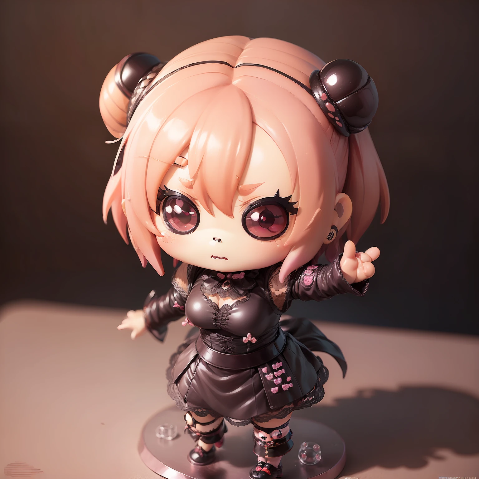 (She became a deformed chibi character figure:1.6), insanely detailed lace blouse, maxi skirt