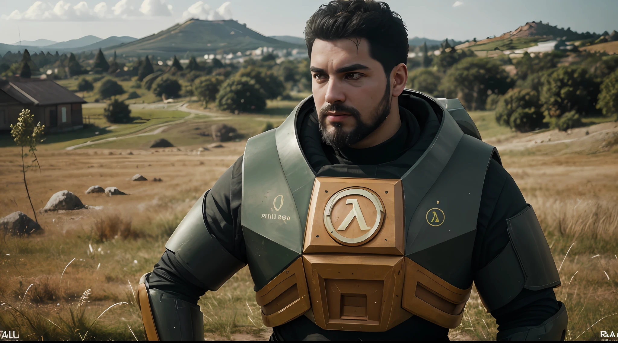 A chubby, strong, rest-in-depth man with the rest of his lip and well-detailed, with a long beard, wearing Hevsuit Mk5, standing, full-body photo on a grass field;,   RTX, profissionalmente colorido, fotografia profissional, master part, Ultra Detalhado, alta qualidade, melhor qualidade, 4k, 8k, ..RAW,   escombros, Post war, post-apocalypse, post-apocalypse,  matriz, Meia-vida,  precipitação3, Tema Verde,    RTX, profissionalmente colorido, fotografia profissional, master part, Ultra Detalhado, alta qualidade, melhor qualidade, 4k, 8k, ....RAW,   realista, Tarde, Armadura realista, materiais brilhantes, dramatic lighting,   intrincado, foco nítido, ray tracing, RTX, profissionalmente colorido, fotografia profissional, master part, Ultra Detalhado, alta qualidade, best quality, 4k, 8k, .....RAW,  ultra realistic, armadura de fibra de carbono, Armadura Shine, papel de parede, intrincado, foco nítido, ray tracing, RTX, profissionalmente colorido, fotografia profissional, master part, Ultra Detalhado, alta qualidade, best quality, 4k, 8k, .....RAW intrincado, foco nítido, ray tracing, RTX, profissionalmente colorido, fotografia profissional, master part, Ultra Detalhado, alta qualidade, best quality, 4k, 8k, ....RAW