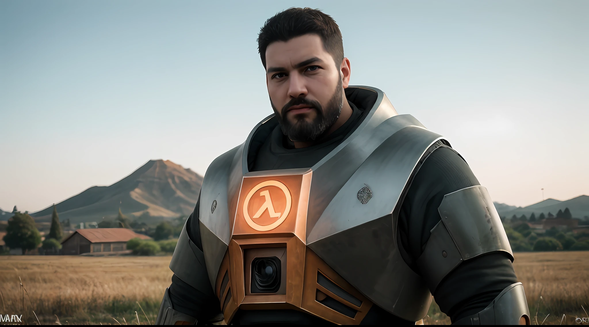 A chubby, strong, rest-in-depth man with the rest of his lip and well-detailed, with a long beard, wearing Hevsuit Mk5, standing, full-body photo on a grass field;,   RTX, profissionalmente colorido, fotografia profissional, master part, Ultra Detalhado, alta qualidade, melhor qualidade, 4k, 8k, ..RAW,   escombros, Post war, post-apocalypse, post-apocalypse,  matriz, Meia-vida,  precipitação3, Tema Verde,    RTX, profissionalmente colorido, fotografia profissional, master part, Ultra Detalhado, alta qualidade, melhor qualidade, 4k, 8k, ....RAW,   realista, Tarde, Armadura realista, materiais brilhantes, dramatic lighting,   intrincado, foco nítido, ray tracing, RTX, profissionalmente colorido, fotografia profissional, master part, Ultra Detalhado, alta qualidade, best quality, 4k, 8k, .....RAW,  ultra realistic, armadura de fibra de carbono, Armadura Shine, papel de parede, intrincado, foco nítido, ray tracing, RTX, profissionalmente colorido, fotografia profissional, master part, Ultra Detalhado, alta qualidade, best quality, 4k, 8k, .....RAW intrincado, foco nítido, ray tracing, RTX, profissionalmente colorido, fotografia profissional, master part, Ultra Detalhado, alta qualidade, best quality, 4k, 8k, ....RAW