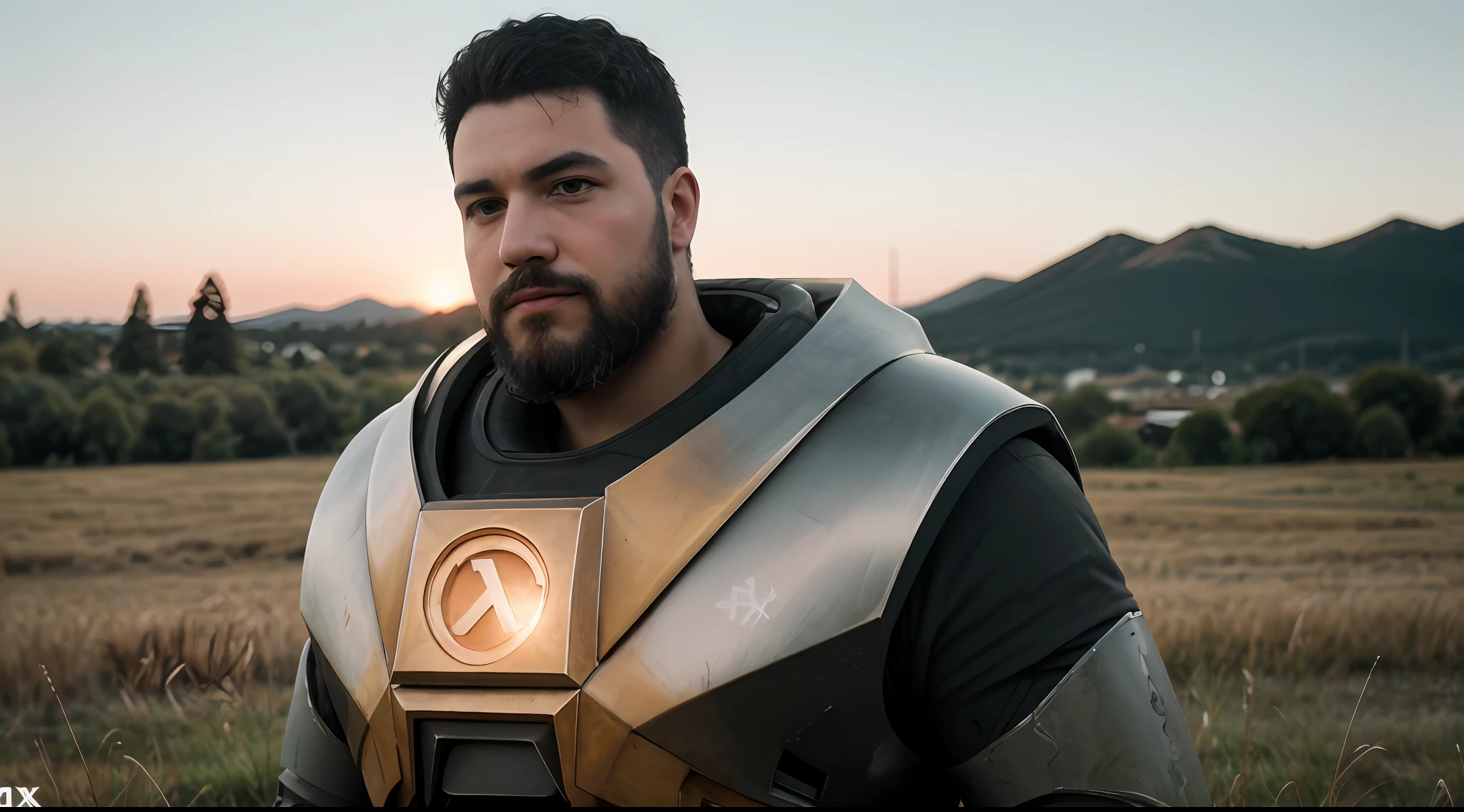 A chubby, strong, rest-in-depth man with the rest of his lip and well-detailed, with a long beard, wearing Hevsuit Mk5, standing, full-body photo on a grass field;,   RTX, profissionalmente colorido, fotografia profissional, master part, Ultra Detalhado, alta qualidade, melhor qualidade, 4k, 8k, ..RAW,   escombros, Post war, post-apocalypse, post-apocalypse,  matriz, Meia-vida,  precipitação3, Tema Verde,    RTX, profissionalmente colorido, fotografia profissional, master part, Ultra Detalhado, alta qualidade, melhor qualidade, 4k, 8k, ....RAW,   realista, Tarde, Armadura realista, materiais brilhantes, dramatic lighting,   intrincado, foco nítido, ray tracing, RTX, profissionalmente colorido, fotografia profissional, master part, Ultra Detalhado, alta qualidade, best quality, 4k, 8k, .....RAW,  ultra realistic, armadura de fibra de carbono, Armadura Shine, papel de parede, intrincado, foco nítido, ray tracing, RTX, profissionalmente colorido, fotografia profissional, master part, Ultra Detalhado, alta qualidade, best quality, 4k, 8k, .....RAW intrincado, foco nítido, ray tracing, RTX, profissionalmente colorido, fotografia profissional, master part, Ultra Detalhado, alta qualidade, best quality, 4k, 8k, ....RAW