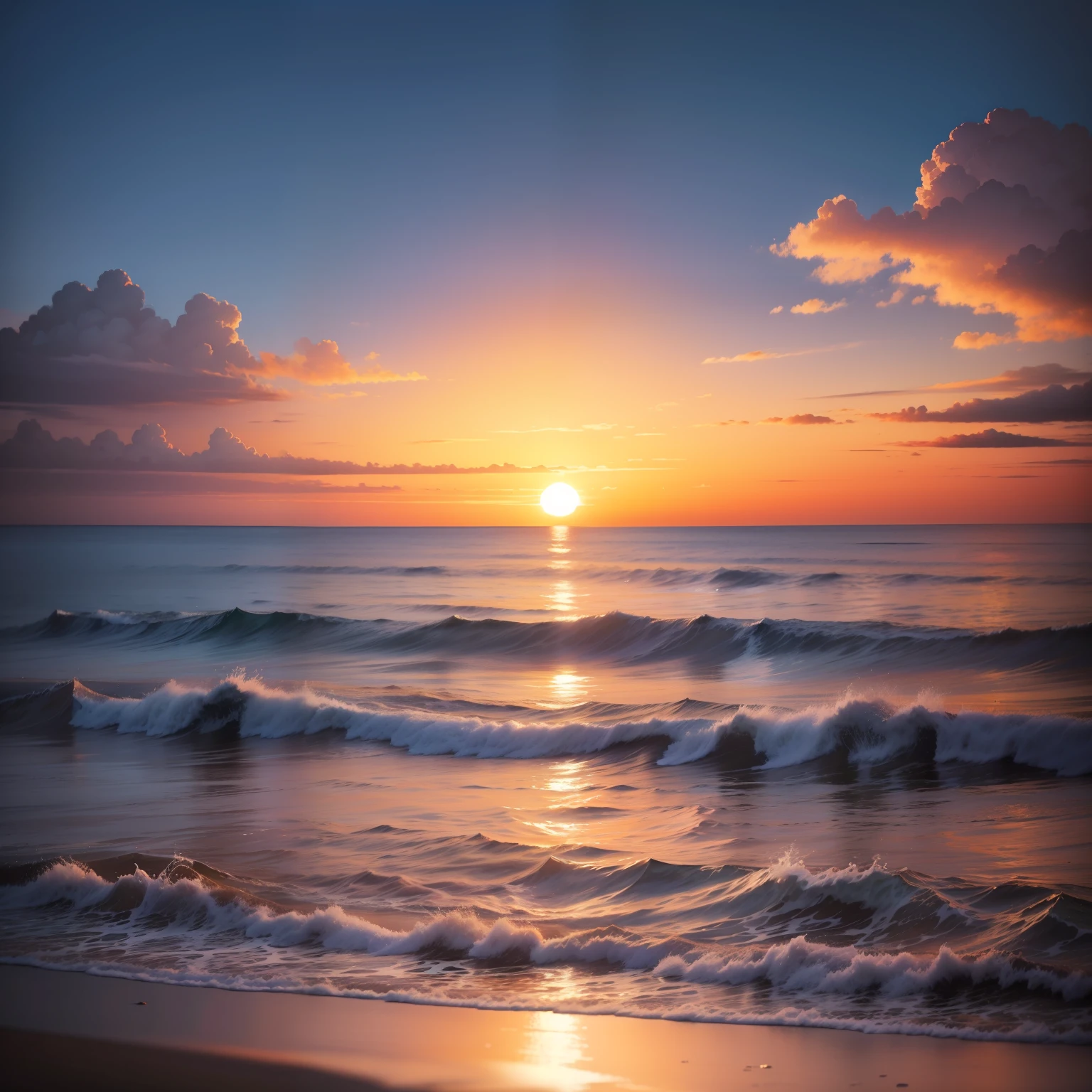 the setting sun,flower sea,the ocean