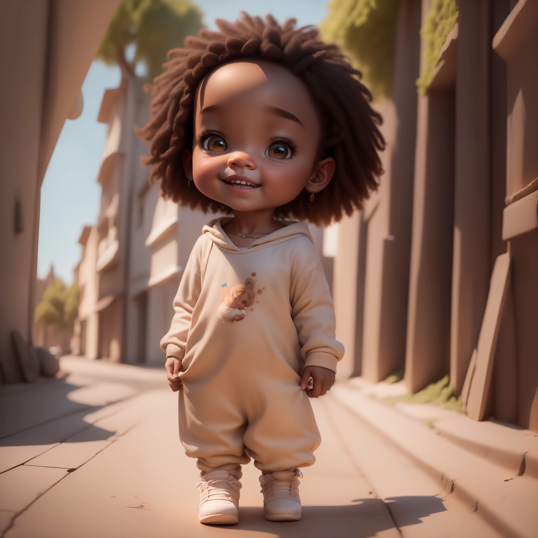 Chibi menina cor marrom, sunburned coffee color, feliz de 15 anos (marrom:1) afro: 1.25 Estilo Pixar: 1.25 afro: 2.40 (((sozinho))) cabelos cacheados: 2.3, (corpo inteiro: 2.32) vestindo vestido floral sapato preto,, Hair messed up by the wind, desenho animado sentada numa rua da cidade, arte digital detalhada bonito, painting digital adorable, Cartoon style illustration, stylized digital illustration, stunning digital illustration, bela arte digital, arte de pintura digital dos desenhos animados, pintura digital dos desenhos animados 3D, Beautiful digital illustration, Arte infantil em Artstation, detailed digital illustration, arte digital detalhada, digital illustation, exquisite digital illustration, 8k