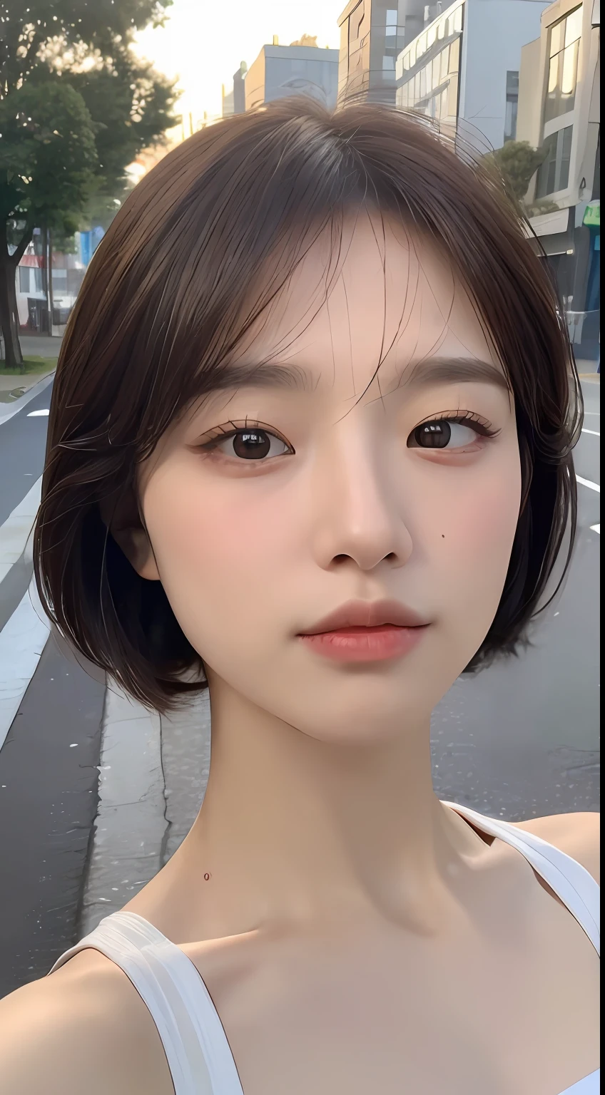 ((top-quality、8K、​masterpiece:1.3))、Focus:1.2、Perfect Body Beauty:1.4、Street、Highly detailed facial and skin texture、Delicat eyes、二重まぶた、Whitened skin、bob