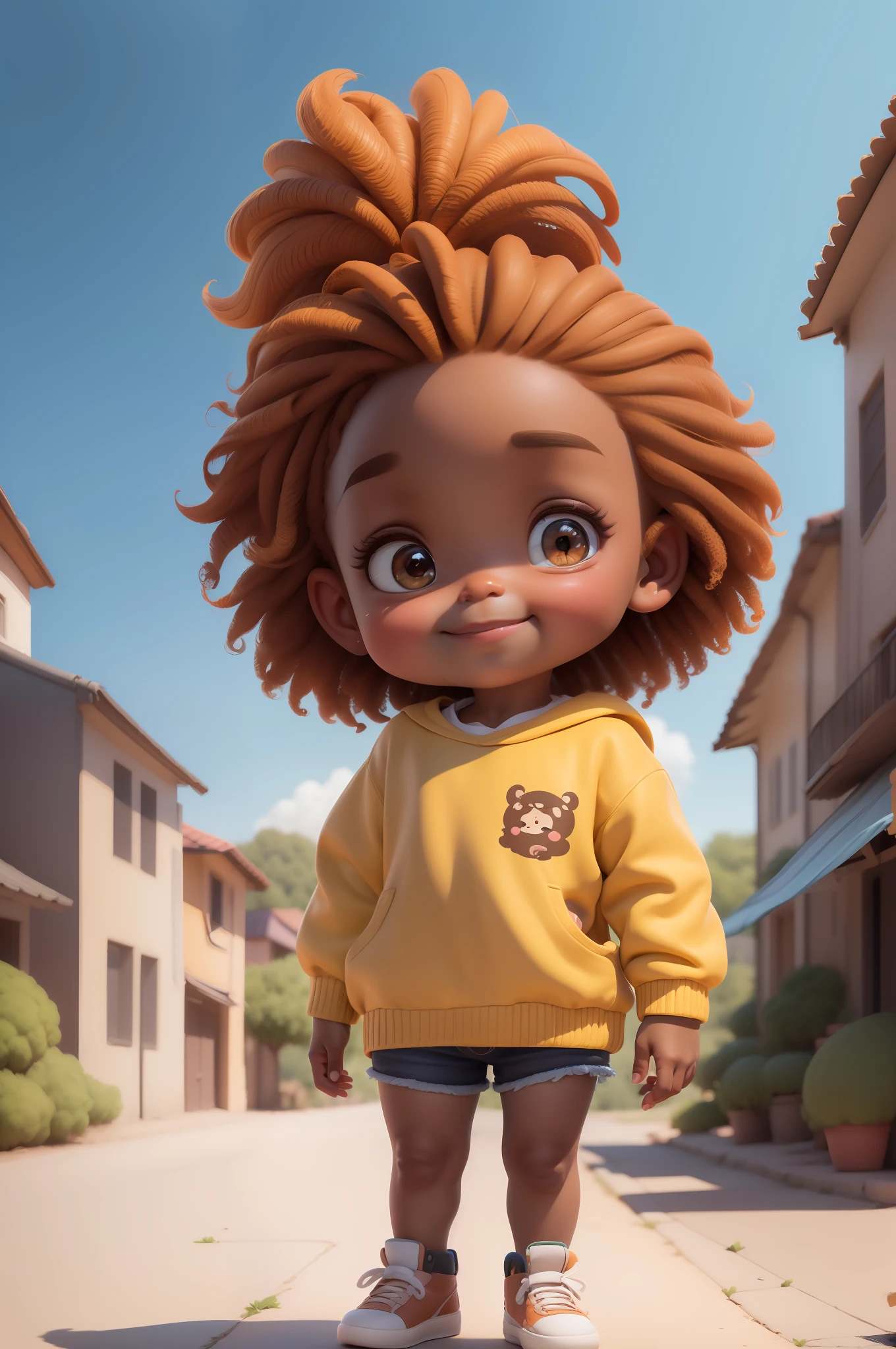 Chibi cor marrom:2, coffee color:2 queimado pelo sol, feliz de 15 anos pele marrom:1 afro: 1.25 Estilo Pixar: 1.25 afro: 2.40 (((sozinho))) cabelos cacheados: 2.3, (corpo inteiro: 2.32) vestindo vestido floral sapato preto,, Hair messed up by the wind, desenho animado sentada numa rua da cidade, arte digital detalhada bonito, painting digital adorable, Cartoon style illustration, stylized digital illustration, stunning digital illustration, bela arte digital, arte de pintura digital dos desenhos animados, pintura digital dos desenhos animados 3D, Beautiful digital illustration, Arte infantil em Artstation, detailed digital illustration, arte digital detalhada, digital illustation, exquisite digital illustration, 8k, Chibi Digital | |