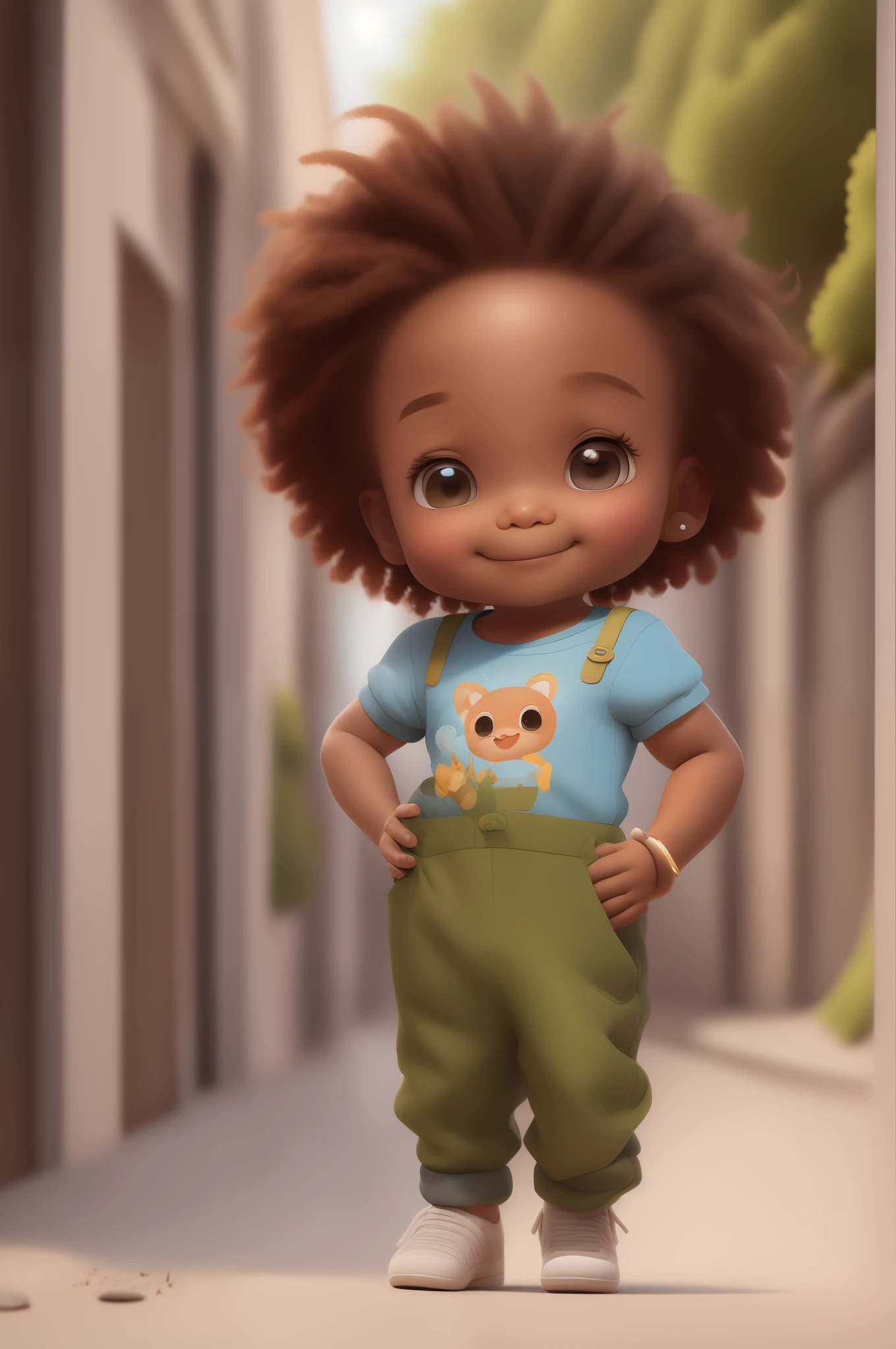 Chibi menina cor marrom:2, coffee color:2 queimado pelo sol, feliz de 15 anos (marrom:1) afro: 1.25 Estilo Pixar: 1.25 afro: 2.40 (((sozinho))) cabelos cacheados: 2.3, (corpo inteiro: 2.32) vestindo vestido floral sapato preto,, Hair messed up by the wind, desenho animado sentada numa rua da cidade, arte digital detalhada bonito, painting digital adorable, Cartoon style illustration, stylized digital illustration, stunning digital illustration, bela arte digital, arte de pintura digital dos desenhos animados, pintura digital dos desenhos animados 3D, Beautiful digital illustration, Arte infantil em Artstation, detailed digital illustration, arte digital detalhada, digital illustation, exquisite digital illustration, 8k