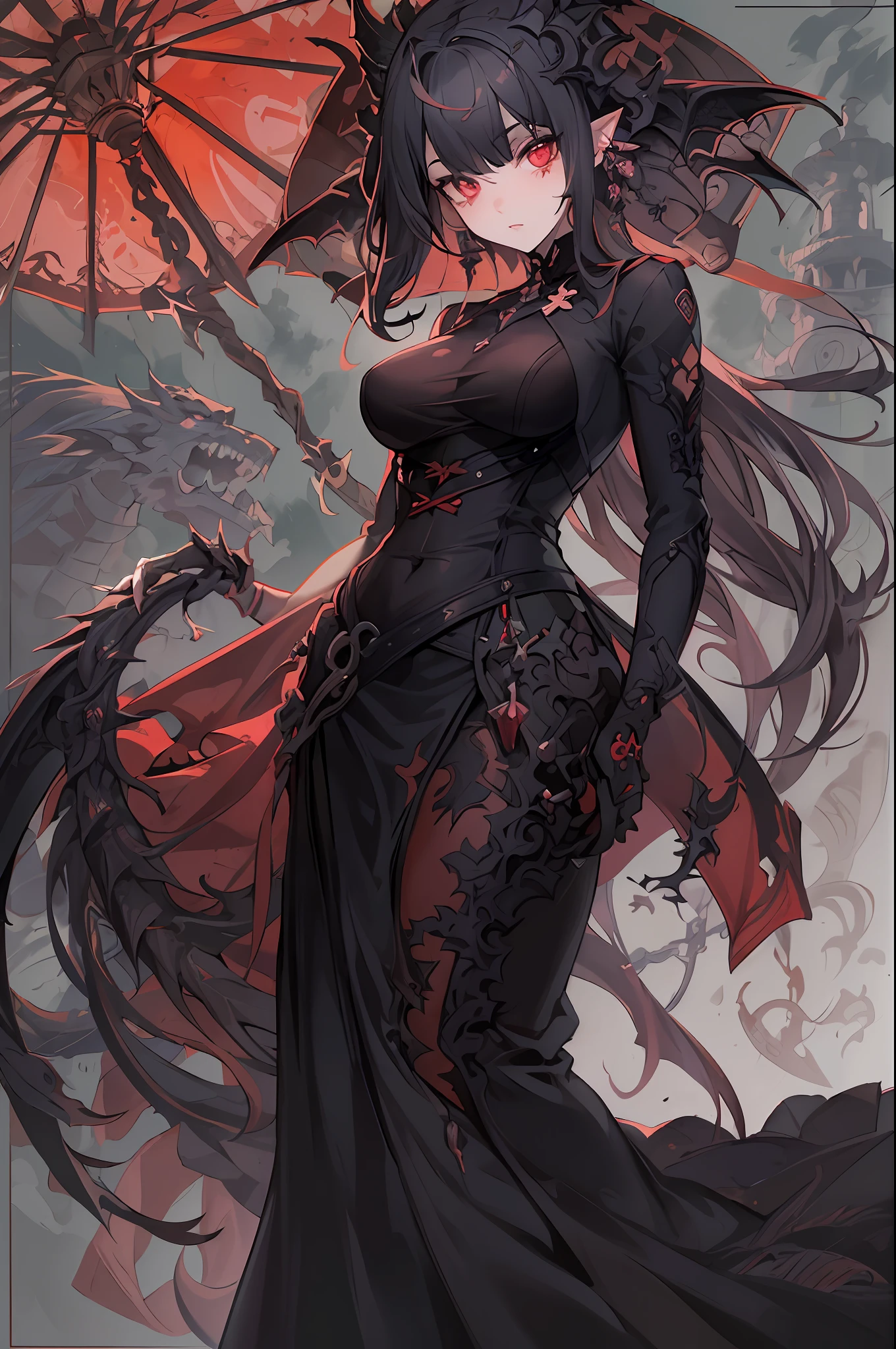 dollar \(Nijisanji\),dragon girl, Nijilorahorn, master part, melhor qualidade, Evil, (((1girl))), 2chifres, (((2chifres finos afiados: 1.2))), (((2chifres))), Olhos vermelhos, pontudo_Ouvidos, (((Cabelo branco))), (cabelo curto 1.0), (((cabelo na altura do ombro))), cabelo liso, pele branca, (pale skin 2.0), correct_fingers, correct_hands, Roupas rasgadas, simples vestido comprido negro rasgado cobrindo o corpo inteiro, simples vestido comprido negro rasgado entre as pernas, Simple torn black dress covering neck, simples vestido comprido negro rasgado cobrindo o torso, Covered neck, seios cobertos, clothes covering the arms, roupa cobrindo as pernas, dragon tailed, cauda, Bottom-up view, olhando para o espectador, dinamic pose, ((((corpo inteiro))), full-body vision, Front view, (best ilumination, Muito Delicado e Belo), (best ilumination, muito delicada e bonita), (belo rosto detalhado), (olhos detalhados e rosto detalhado:1.2), fantasia sombria, Gothic style, fundo completamente escuro, (darkeness:1.2), dim lighting, fundo mostrando um castelo bonito, (castelo com detalhes intricados), lua vermelha a cima, lua detalhada, lua iluminada com detalhes intricados, (ganhar castelo de vampiro no fundo), (lua vermelha, red skies),