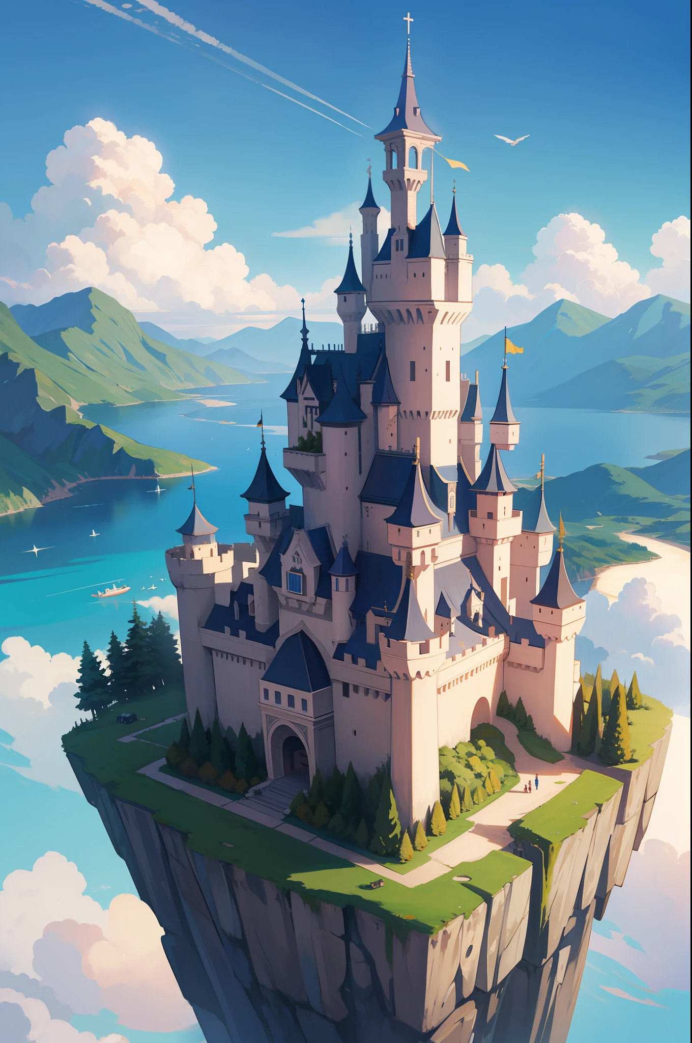 castle in the sky, floating castle, flying castle