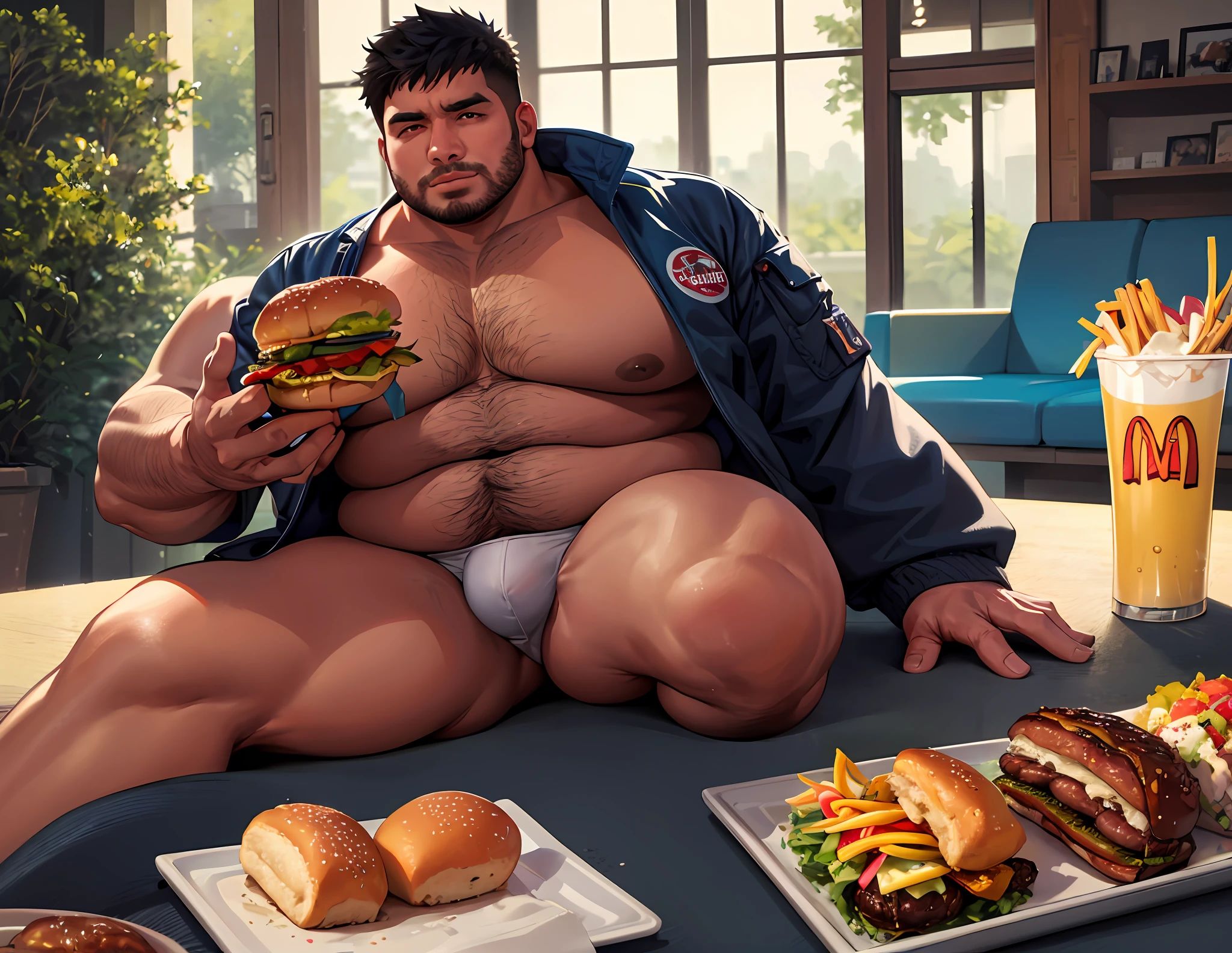 (Absurdo, detalhes intrincados, obra-prima, melhor qualidade, alta resolução, 8k), 1 macho, rechonchudo, gordinho, vendedor, gordinho, brasileiro, moreno de 11 anos de idade, trabalha na empresa McDonald's, Chubby Lutador de Taekwondo, with burgers around, with lots of snacks out there;, foto de corpo inteiro foto de corpo inteiro extremamente detalhado extremamente realista, Extremely realistic photo with cinema-quality photo with photo film quality with illustration-quality extremely detailed photo, Seifie, foto sozinho, corpo inteiro, bem detalhado, hyper realistic detailed hands, obra-prima, Epic composition, Intrincado .RAW, foco nítido, ray tracing, RTX, profissionalmente colorido, fotografia profissional, master part, Ultra Detalhado, alta qualidade, melhor qualidade, 4k, 8k, .....RAW