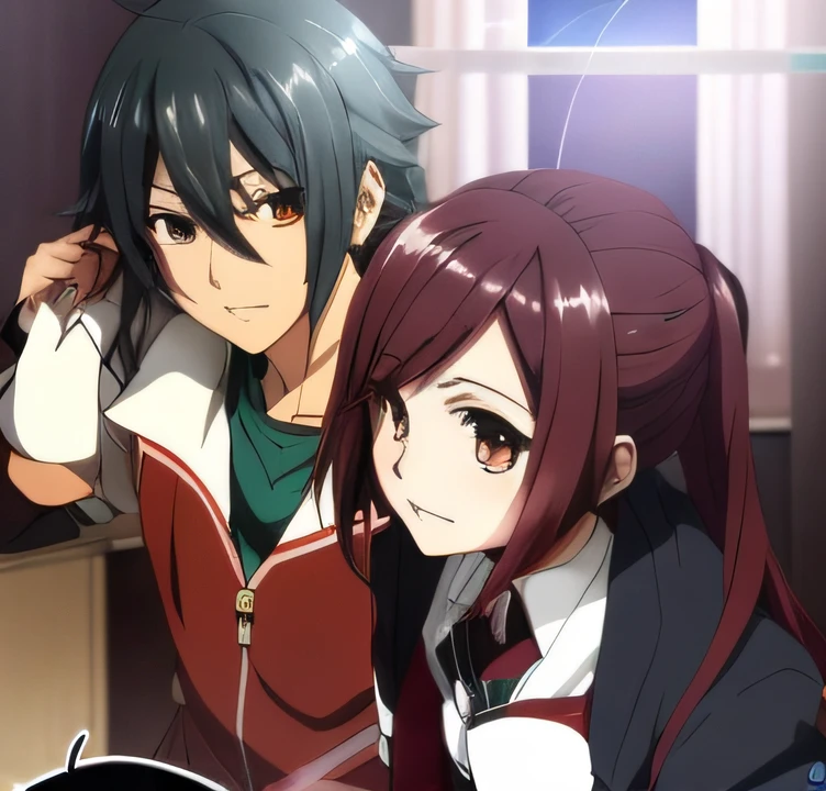 Imagem de anime de duas pessoas em um quarto com um gato, captura de tela de um anime de 2012, Ainda de anime de TV, Hajime Yatatate, ainda de anime, Sasoura, screencap anime, em um anime, Fubuki, Sirius A e Sirius B, inspirado em Okumura Togyu, Captura de tela do anime Guro com o cabelo branco prateado e olhos azuis de ambos os personagens