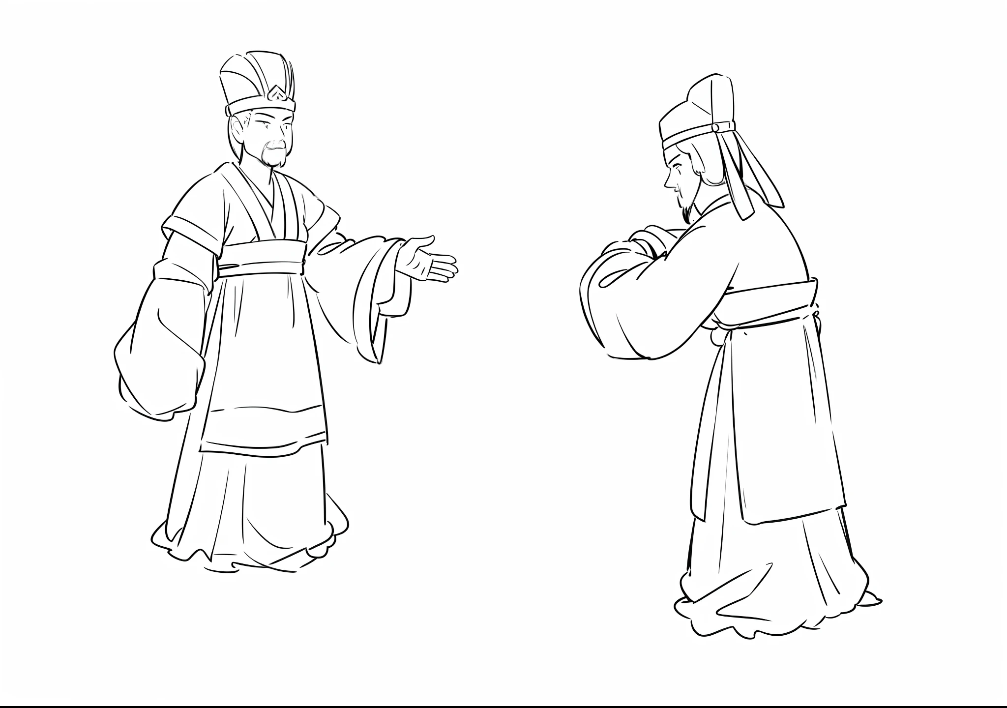"A illustration,maximalist details,Storybook style illustration,inspired by Emperor Huizong of Song,Ultra-flat feel,The lines are black,Monochrome performance,In particular, Highlight the black and white manuscript effect,The background is predominantly simple,Painting with white background as background"