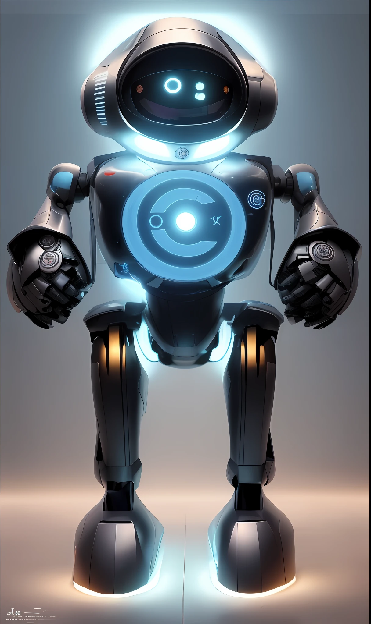 "Digi-Coletor" is a friendly robot with a circular shape, com contornos dourados e um brilho "C" symbol on his chest, raised left arm. detalhes intrincados, High definition, 16k, detalhes altamente definidos, 16k, inspirado em Youssef Howayek altamente detalhado, hyper realistic, Perfect artwork, master part, best quality, alto, layered lighting,