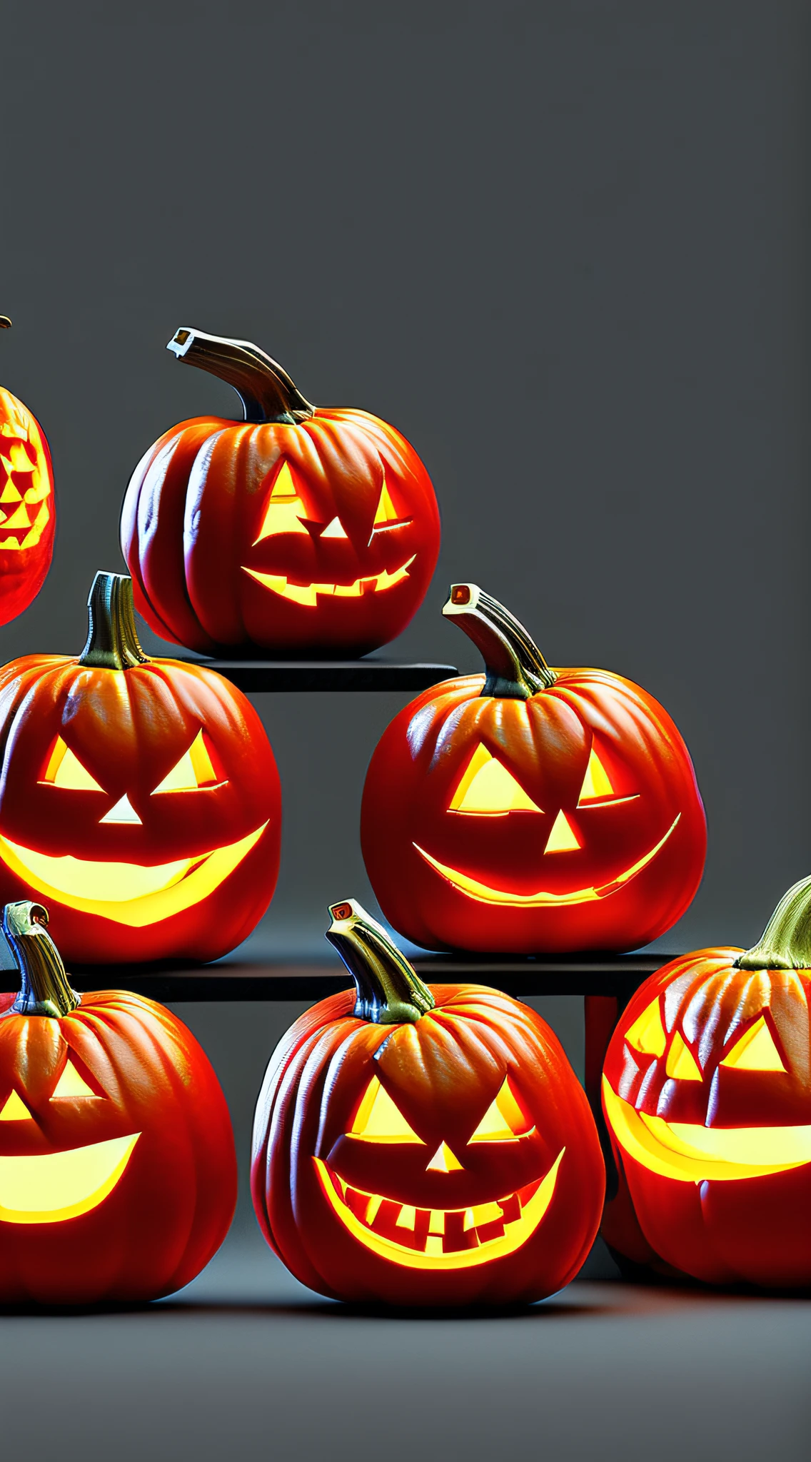 (pumpkins), (petals), (Macro lens),(evil), (Red eyes) , (dewdrops), (a slight light), (Visual experience).(Best Quality, Masterpiece: 1.4), (Realism:1.2), (Realisitc:1.2),tk-char, multiple views, Award-winning graphics, final fantasy, Masterpiece, The is very detailed, 8k, Detailed, Ultra-Detailed, Digital Art , rtx, Unreal Engine,Concept map of the scene,Glare effect,nohuman,Gray background
