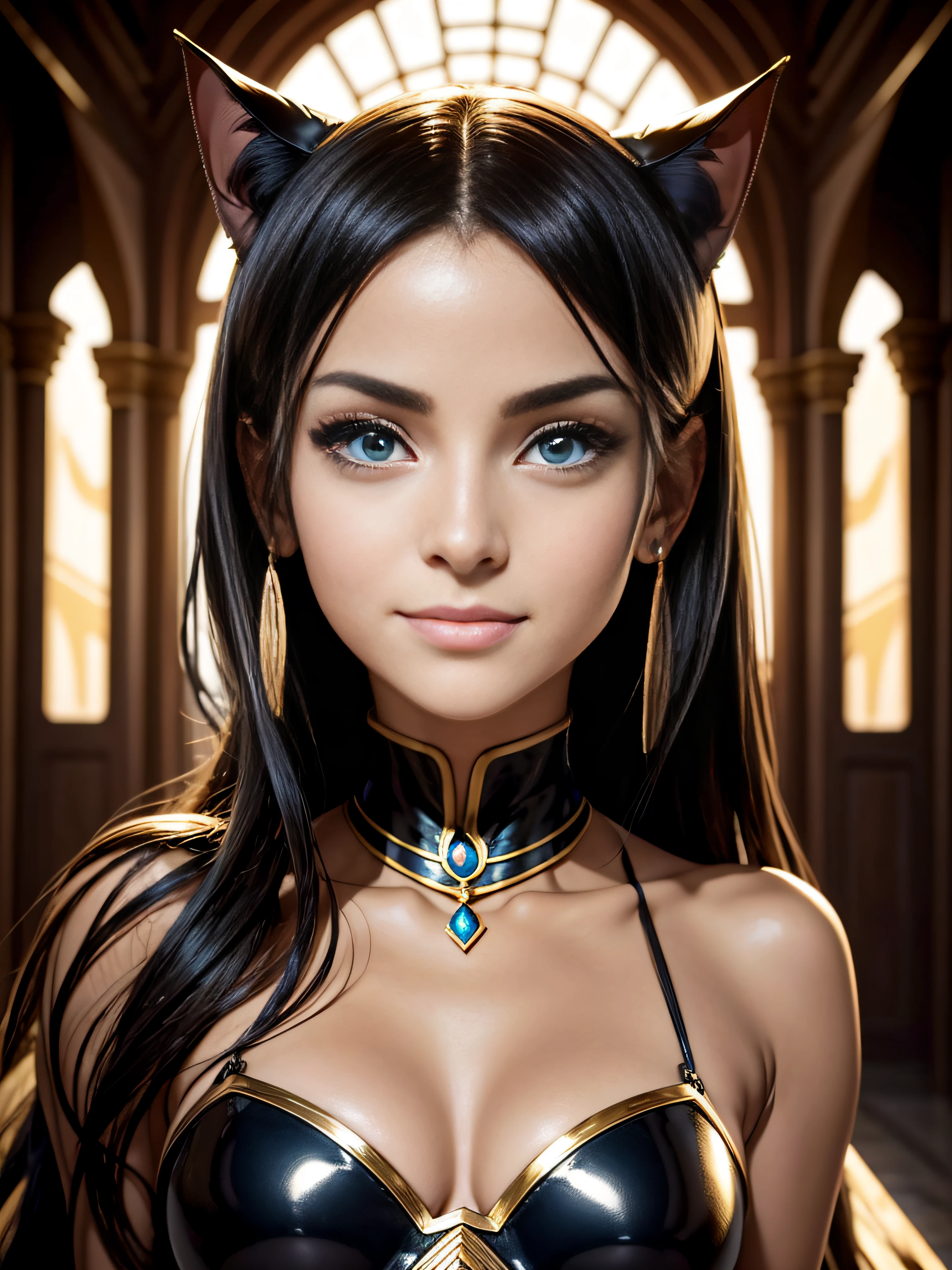 anime, estilo (ufotable)anime profesional, Vista de cuerpo entero, catwoman 16 years ago, Ankha, muy cachonda tiene orejas de gato cabello azul con flequillo, Beautiful symmetrical and pale oval face, Subir Blanco, minifalda blanca holgada, viento ascendente fuerte, Expression of the face of happiness and taste, Pharaoh's ornament, seductora profesional con cuerpo perfecto, natural lighting, Fondo antiguo de gran sala de estar, una base de pedestal en el centro, centrada, Pose sexy, Detalles intrincados, Professional 50mm camera, 8k