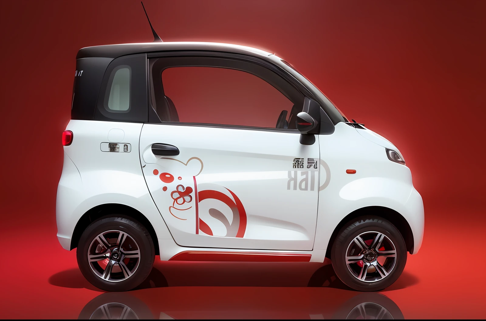 a close up of a small white and red car on a red background, kama russian electrocar, futuristic product car shot, cute future vehicles, white and red color scheme, trending on vehicle design, zen concept, new vehicle, smart, jia, concept car, it has a red and black paint, concept, car concept, sha xi, front perspective