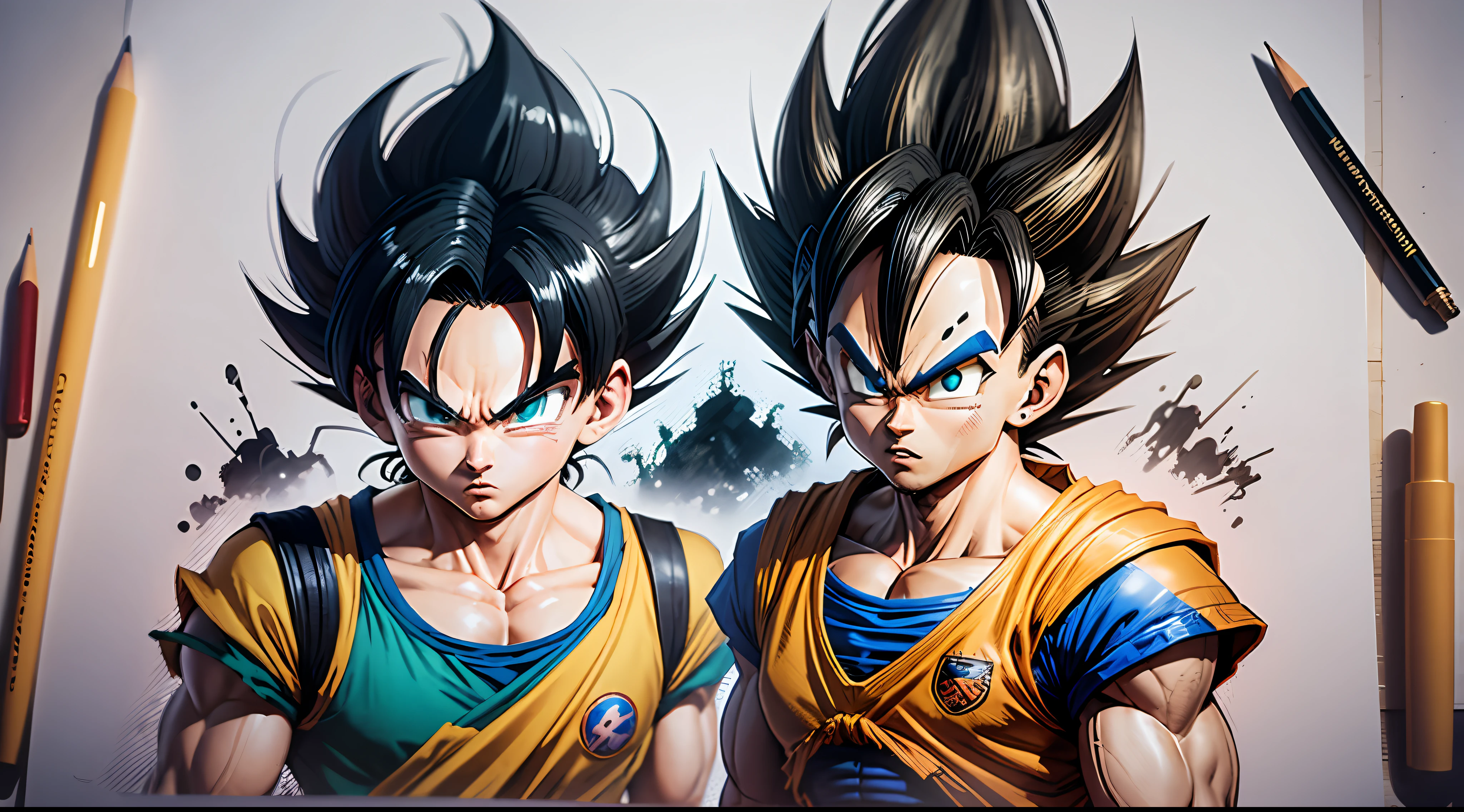 Dragon Ball Goku consists of - Art - O - Dragon, hand drawn, pencil ink, Vegeta, with Vegeta hair, Prince Vegeta, Dragon Ball Art Style, Wild Spike Black Saiyan Hair, Akira Toriyama style, Dragon Ball concept art, inspired by Seki Toriyama, Dragon Ball style, HD artwork, character Dragon Ball, Dragon Ball Z style