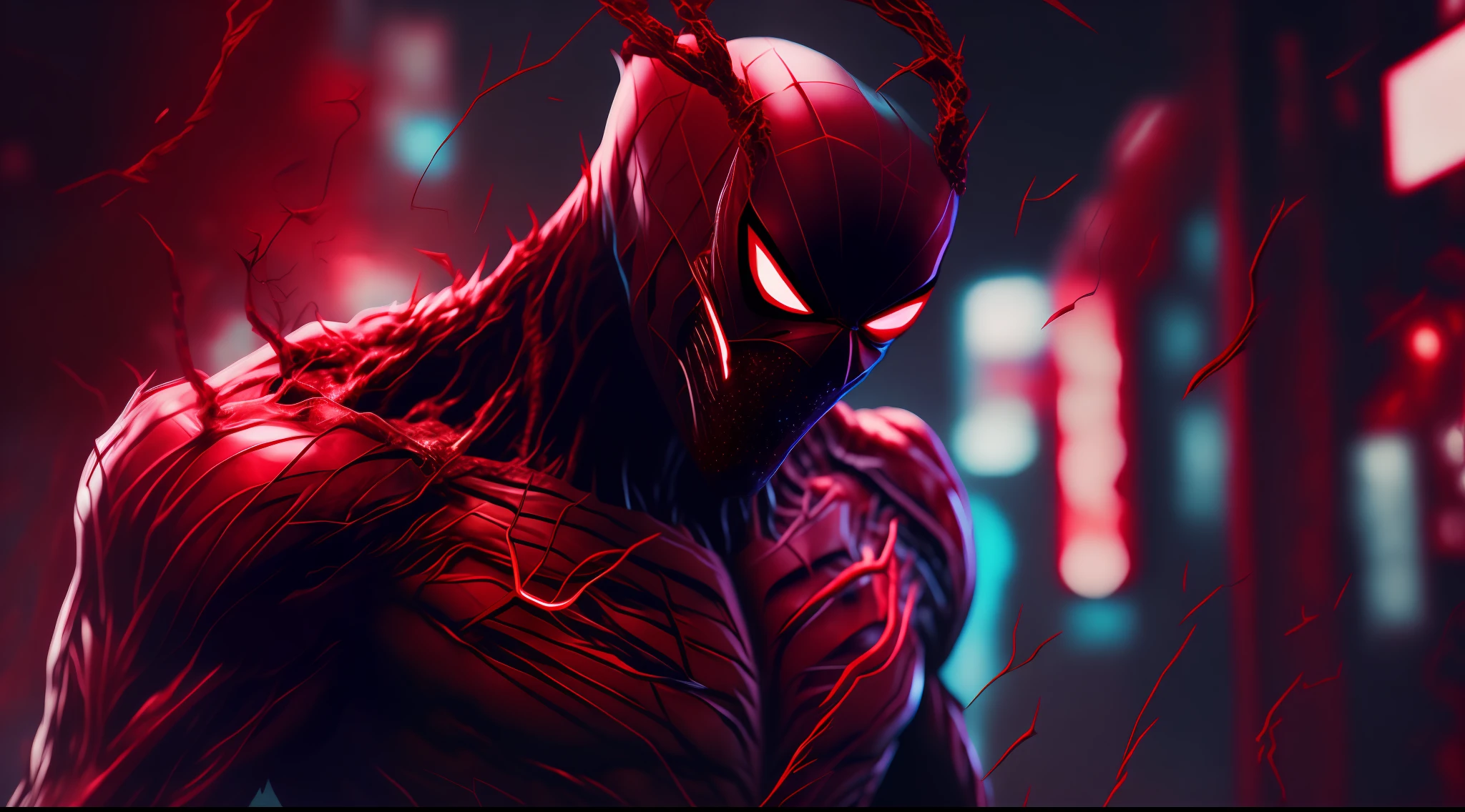 Carnage (Marvel), cyberpunk, 8K.